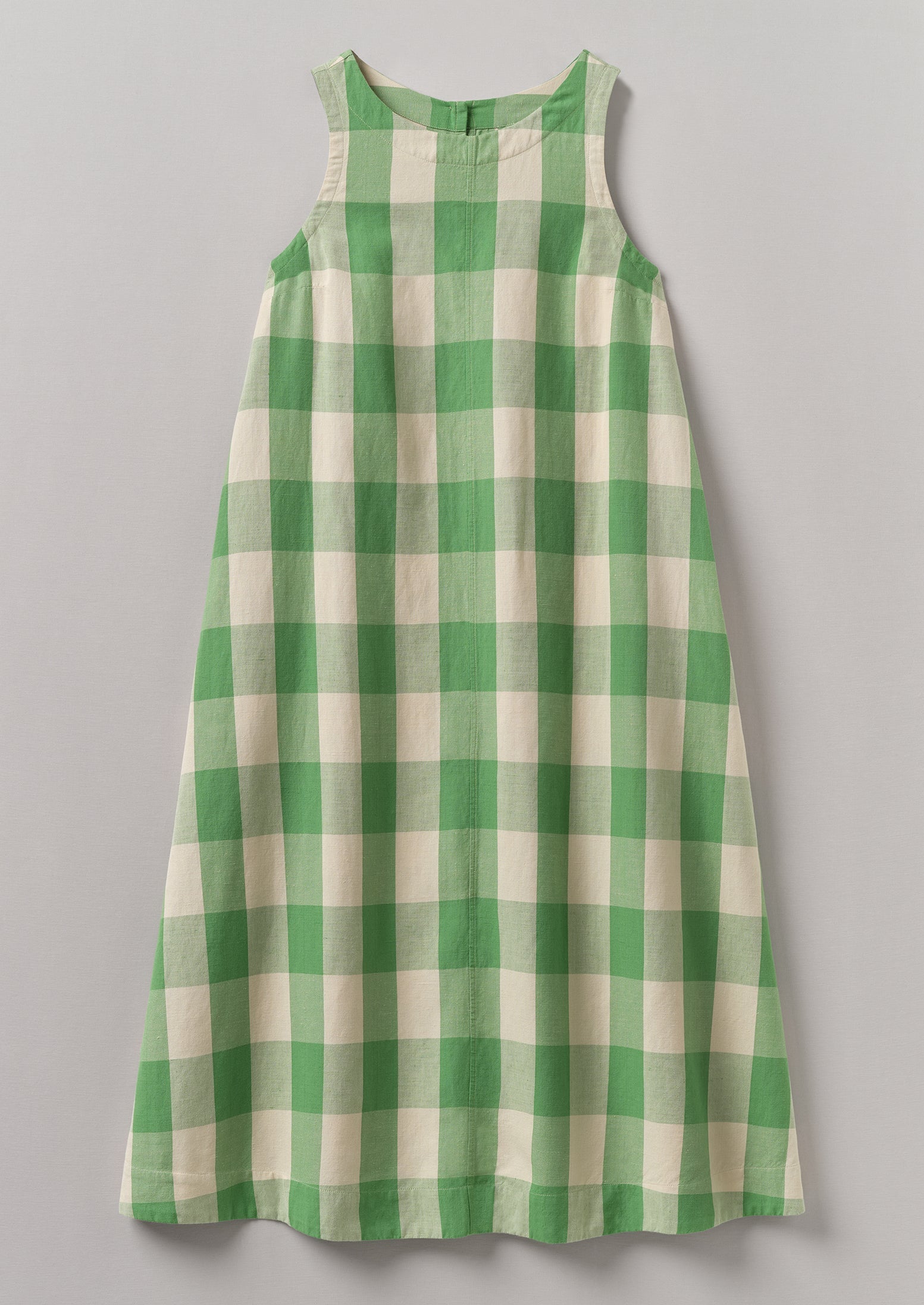 Gingham Cotton Linen Dress | Lawn Green/Pulp