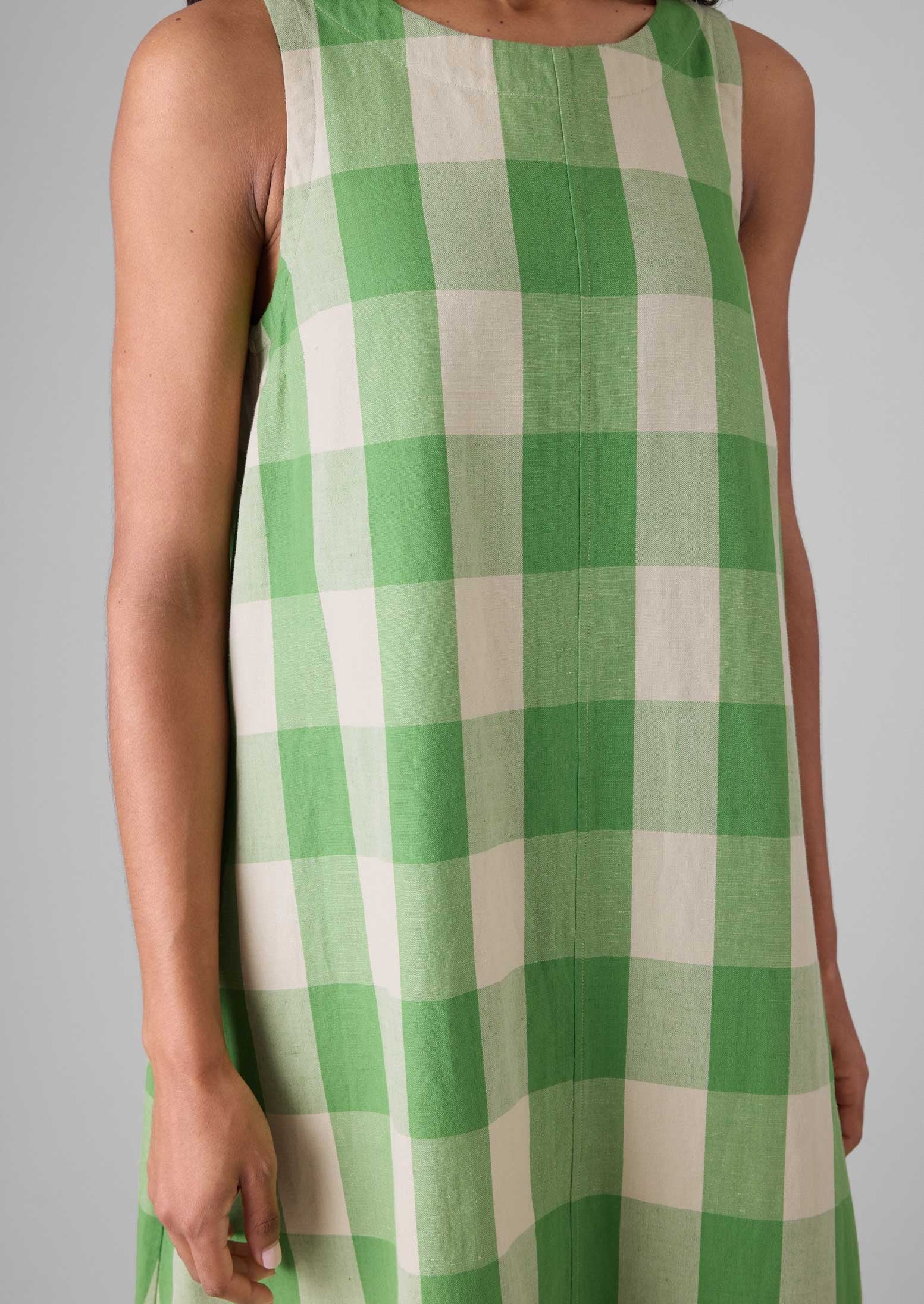 Gingham Cotton Linen Dress | Lawn Green/Pulp 6 Gingham Cotton Linen Dress | Lawn Green/Pulp