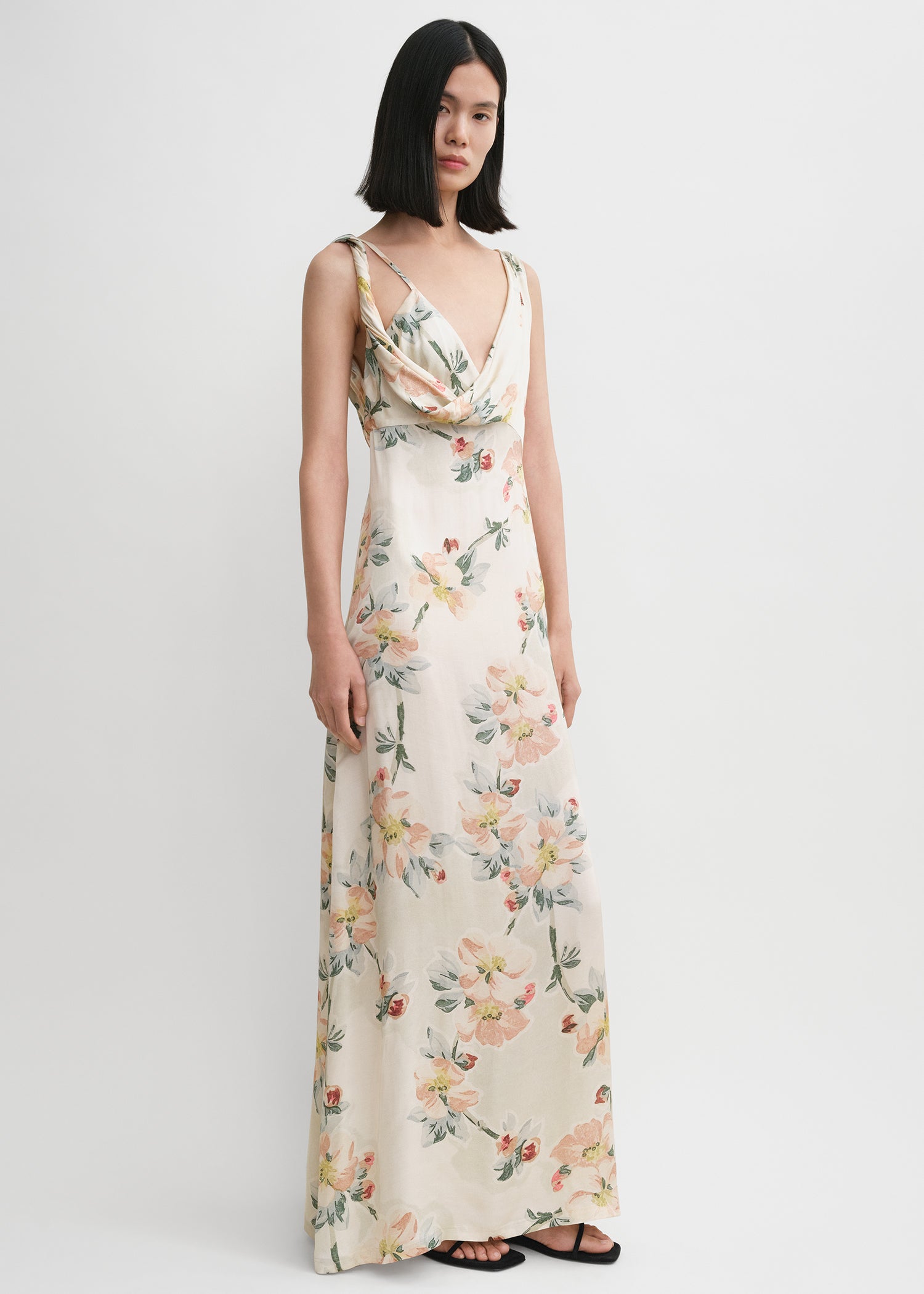 Twist drape dress washed floral 3 Twist drape dress washed floral