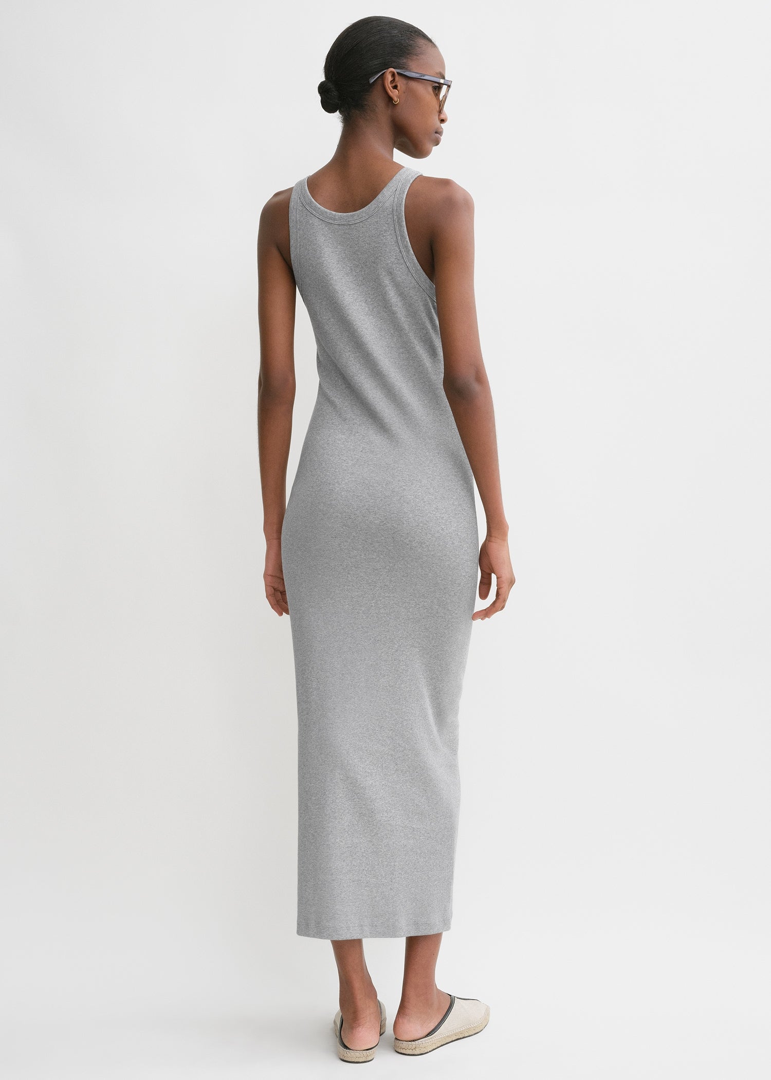 Curved rib tank dress grey melange 4 Curved rib tank dress grey melange