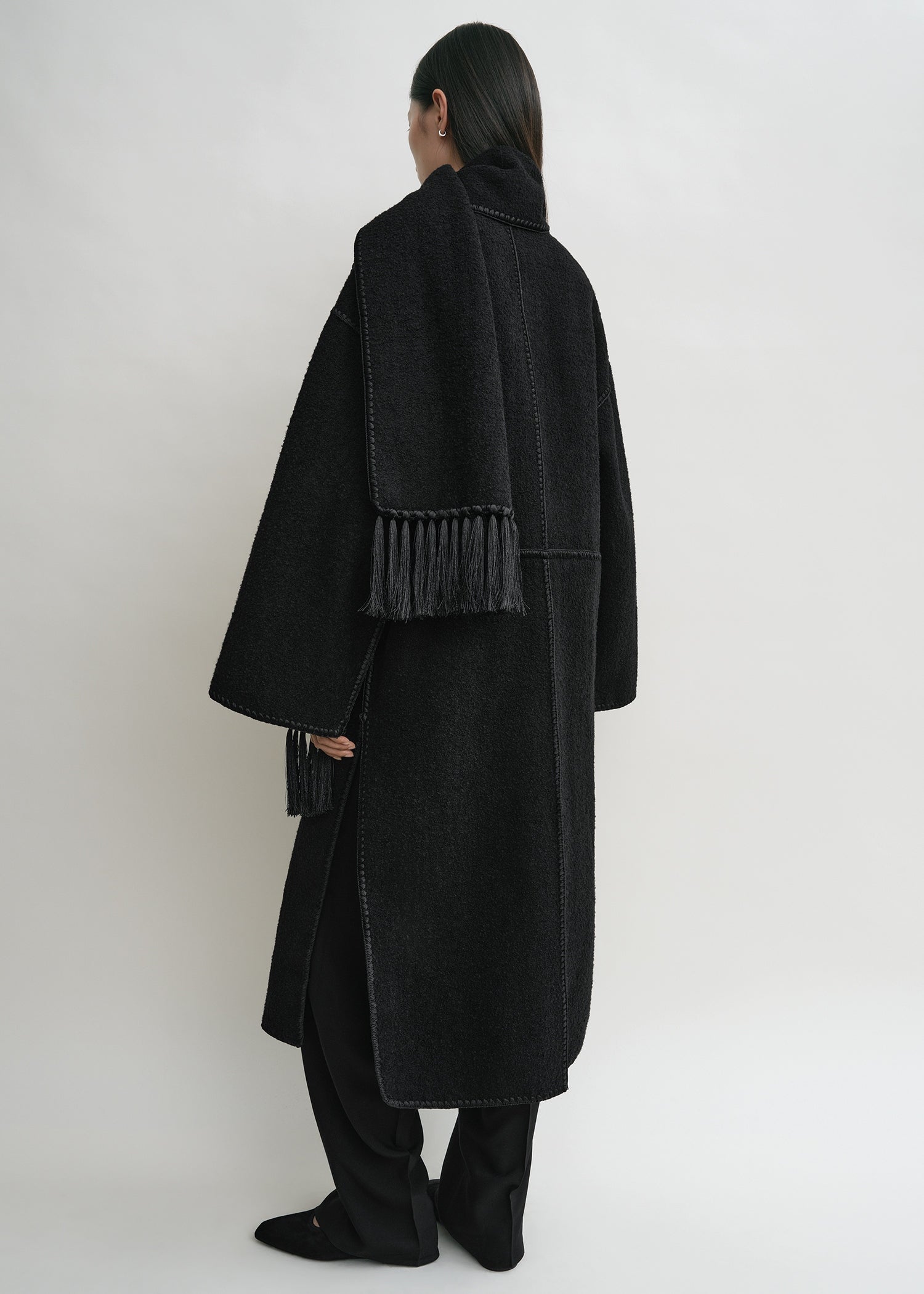 Embroidered scarf coat black 4 Embroidered scarf coat black