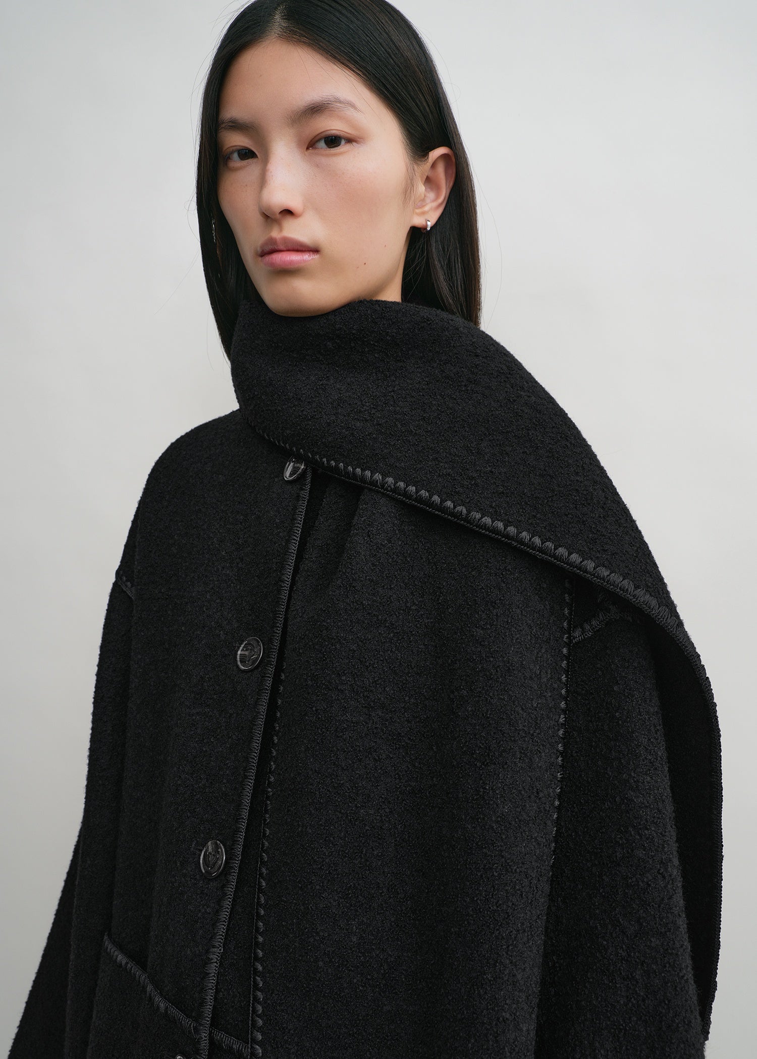 Embroidered scarf coat black 5 Embroidered scarf coat black