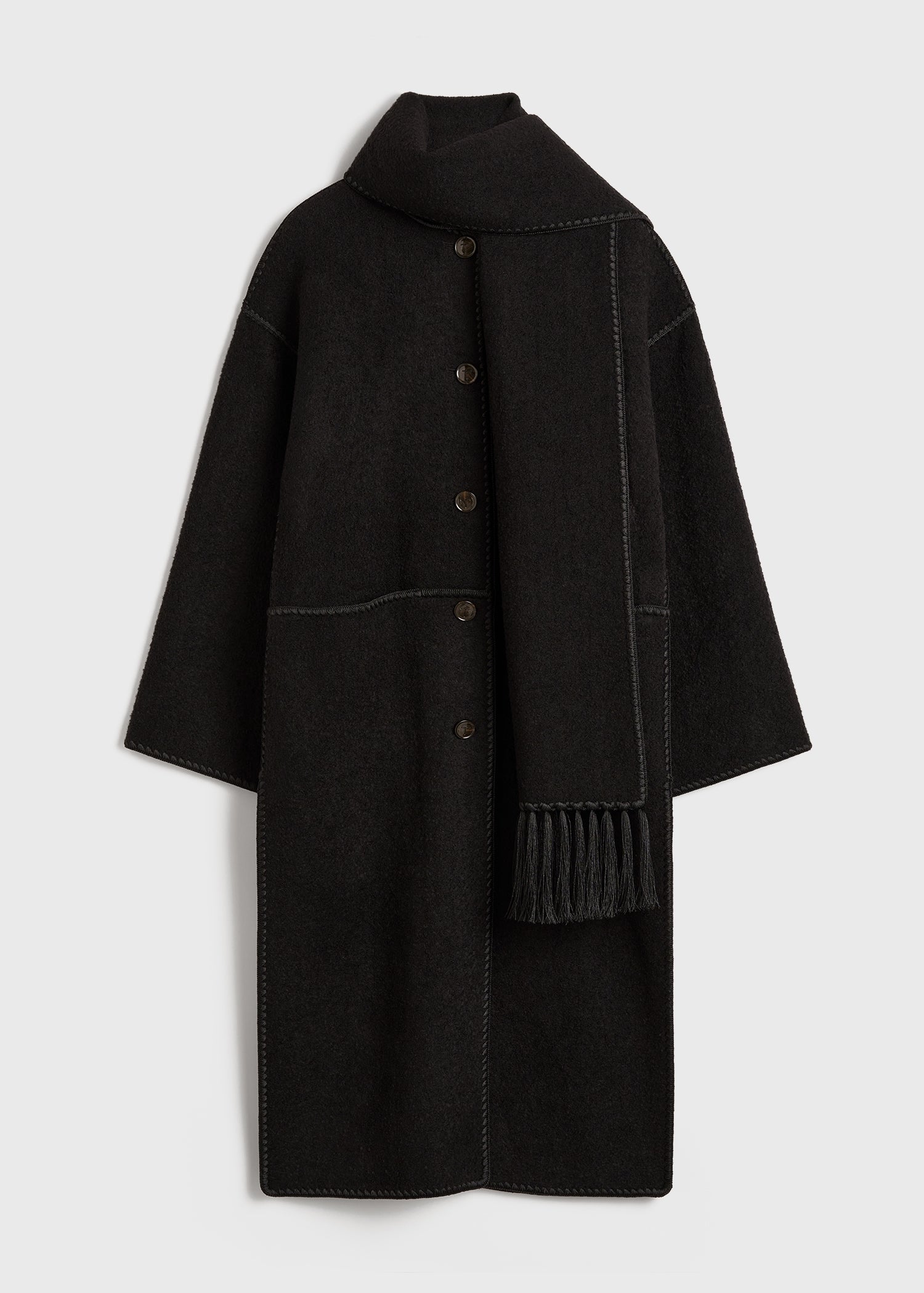 Embroidered scarf coat black 6 Embroidered scarf coat black