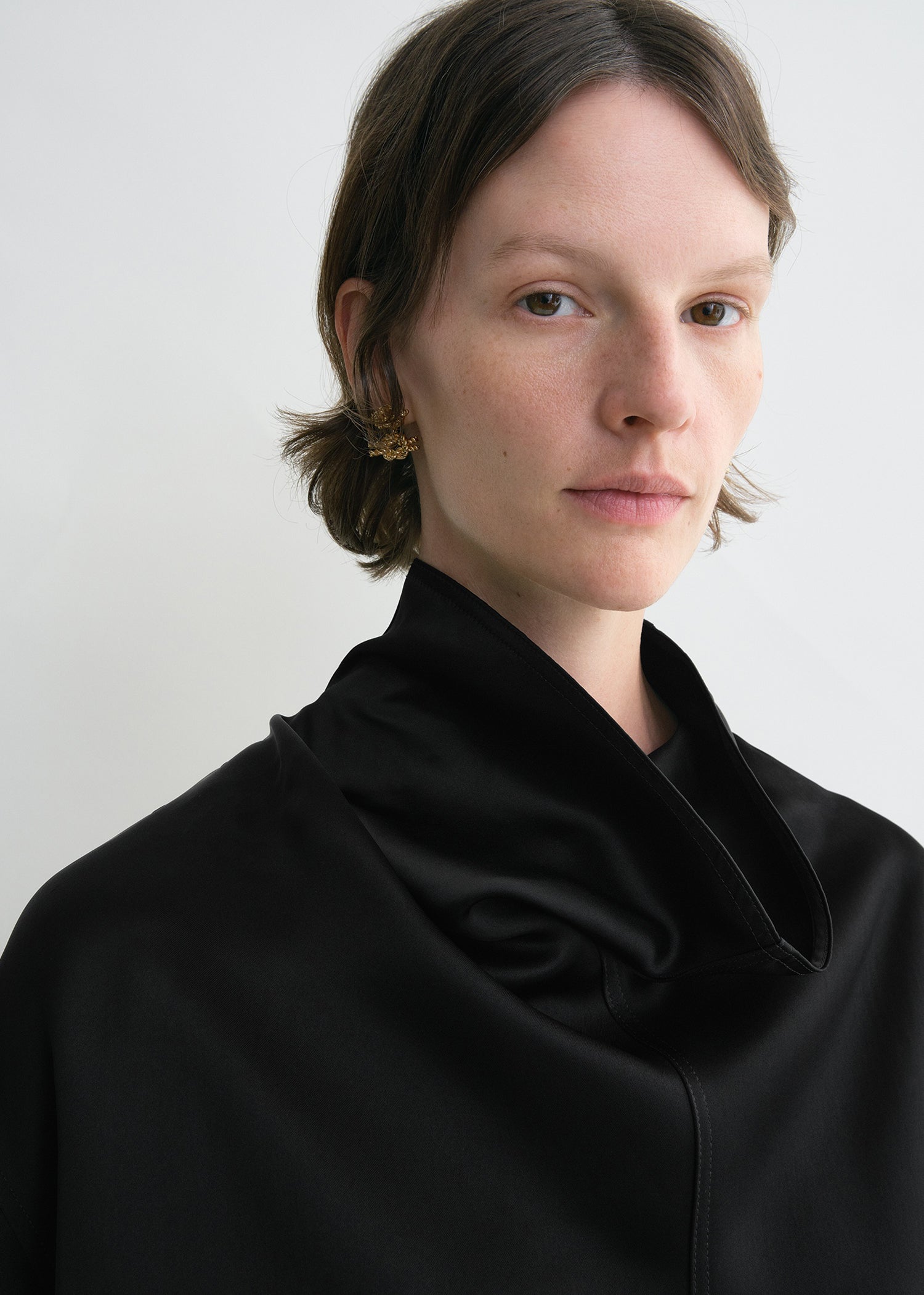 Funnel-neck satin blouse black 5 Funnel-neck satin blouse black