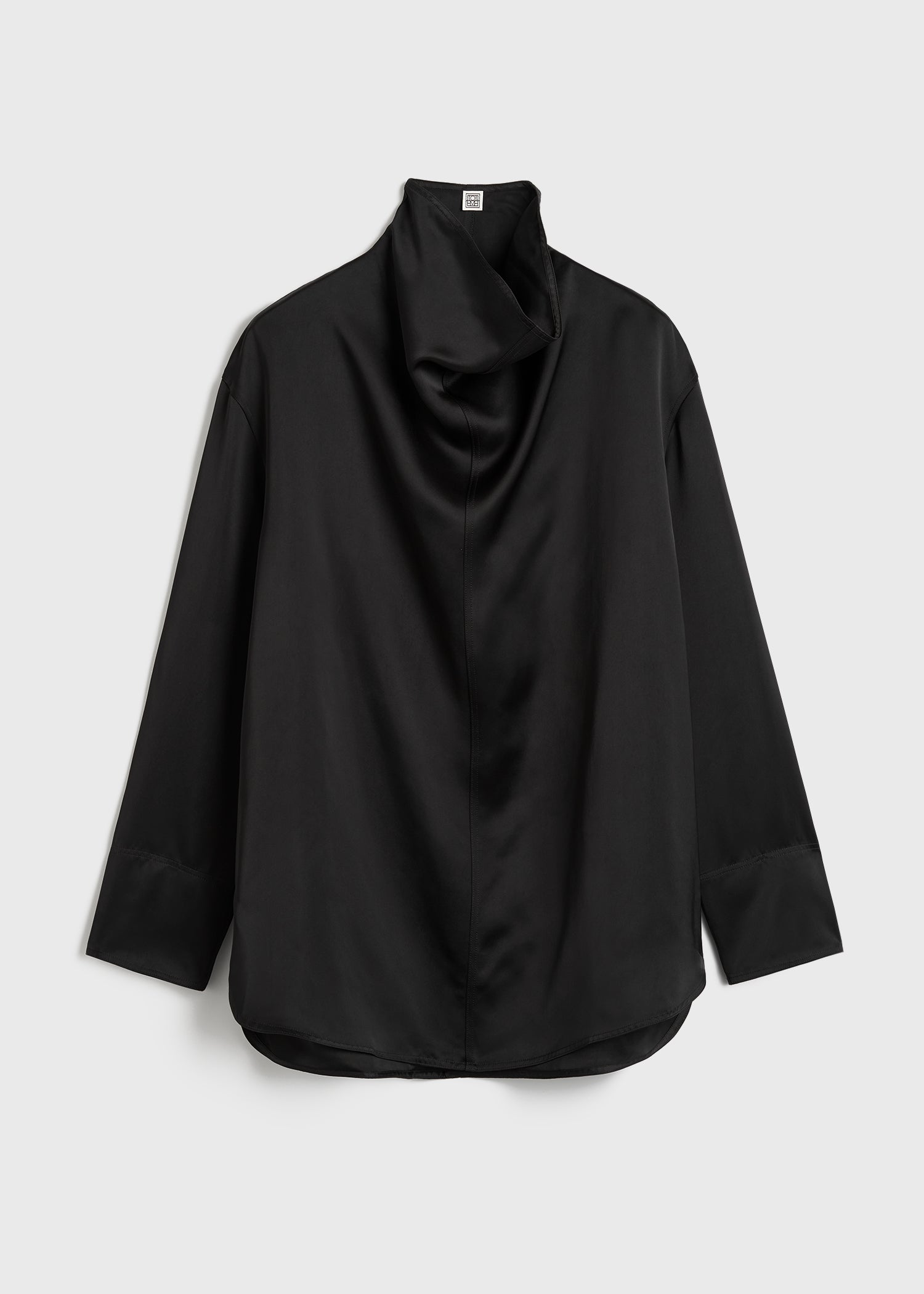 Funnel-neck satin blouse black 6 Funnel-neck satin blouse black