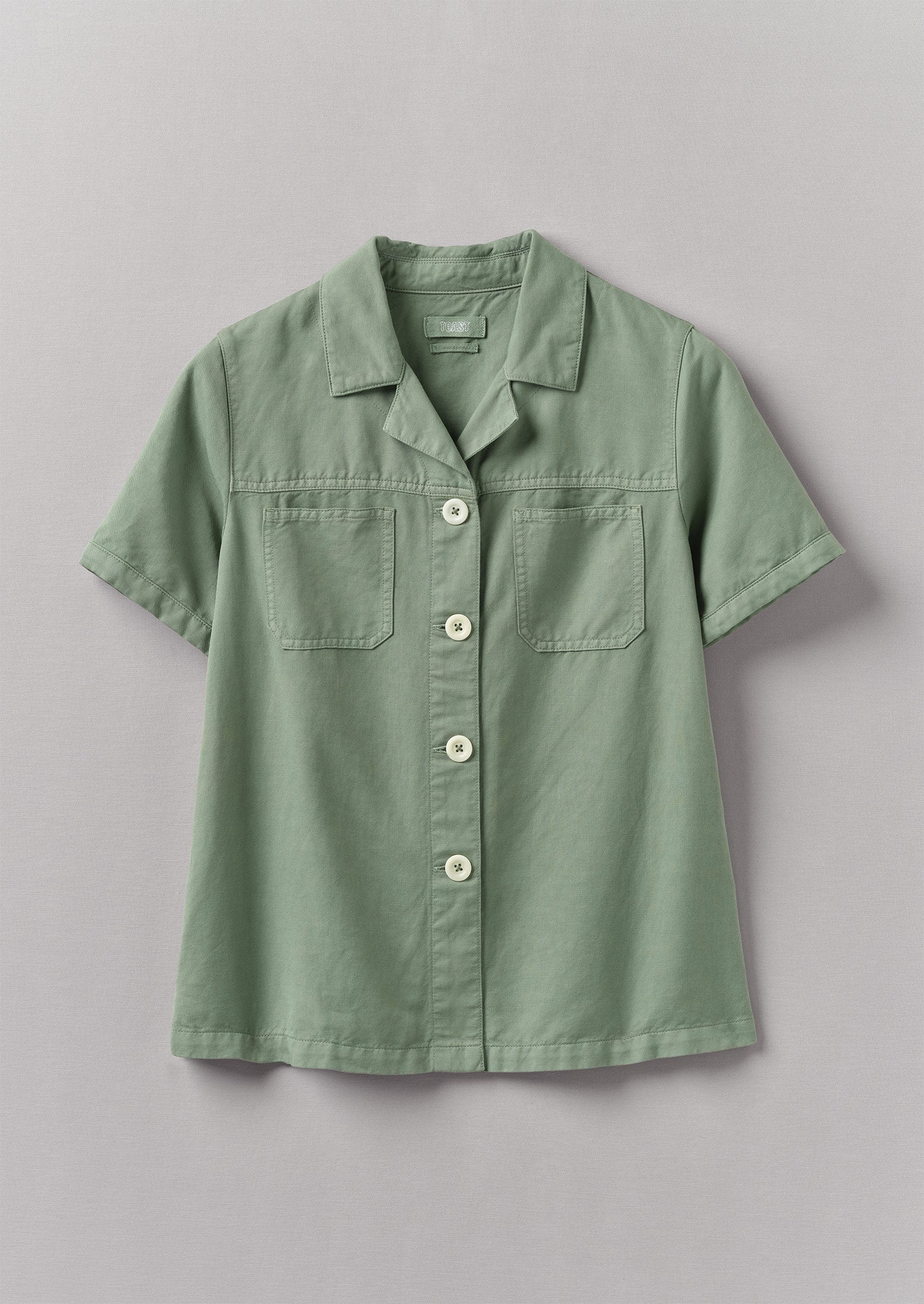 Cotton Linen Short Sleeve Shirt | Sage