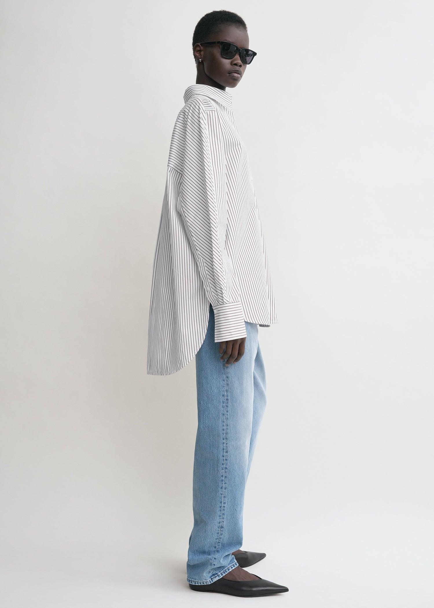 Kimono-sleeve poplin shirt white/brown 3 Kimono-sleeve poplin shirt white/brown