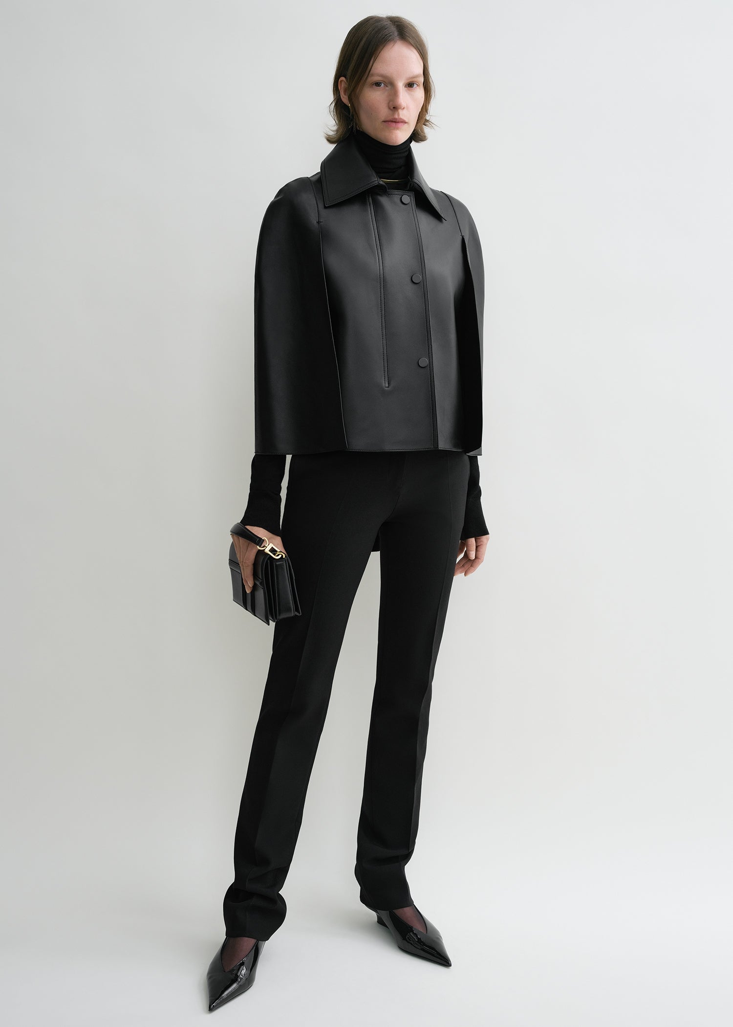 Double leather cape black 3 Double leather cape black