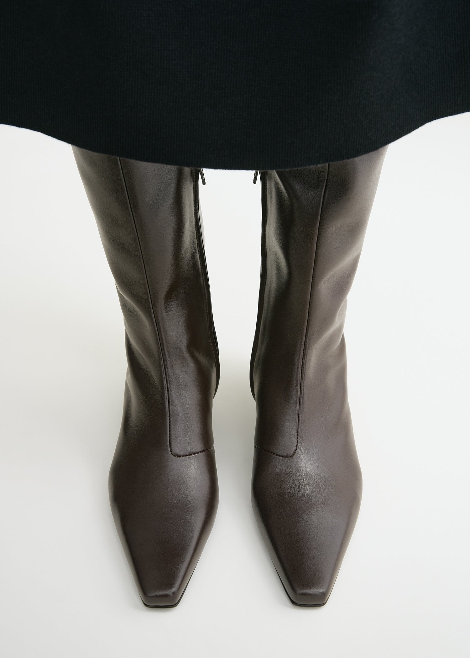 Slim leather knee-high boots bark 4 Slim leather knee-high boots bark