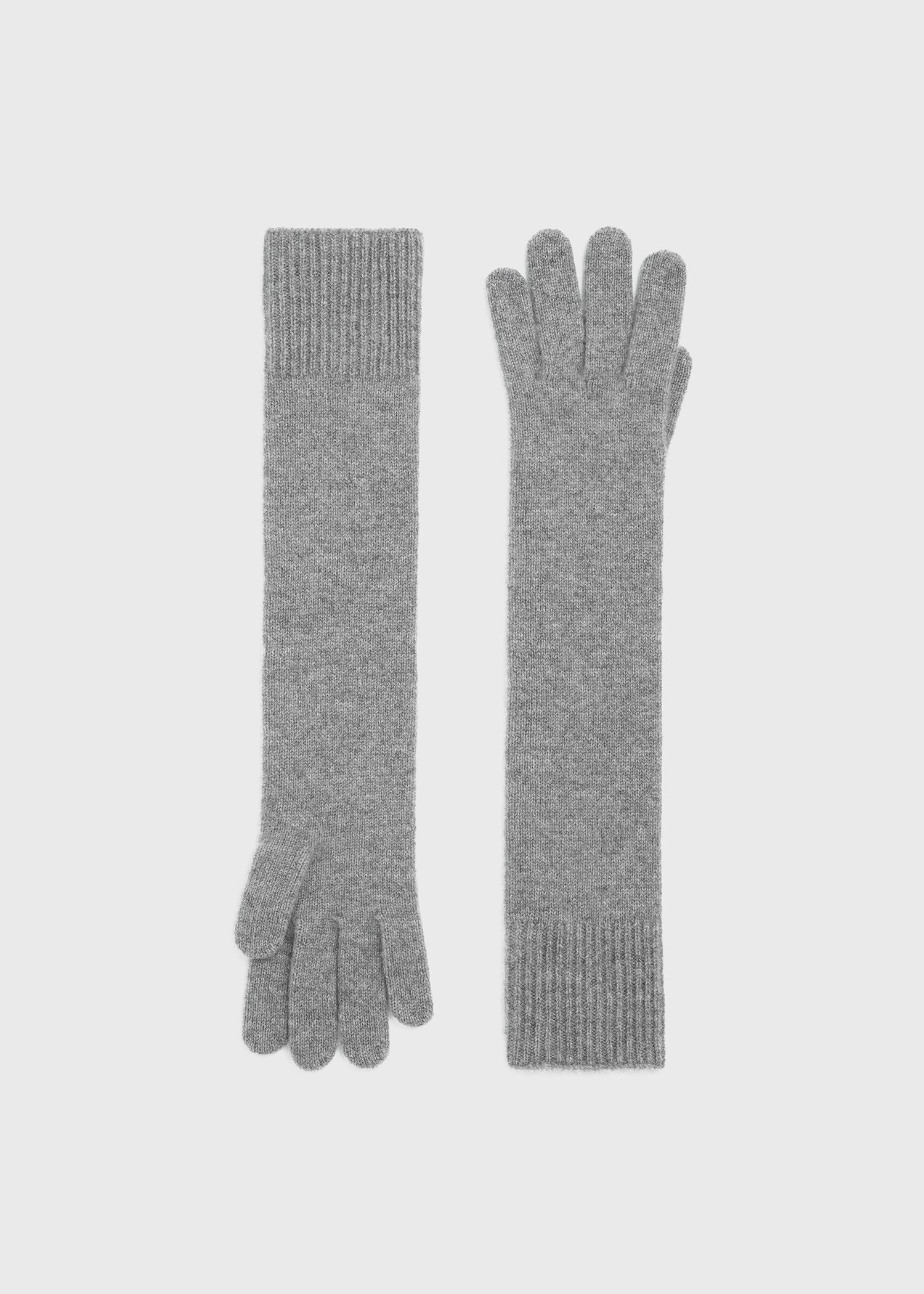 Long knit gloves grey mélange