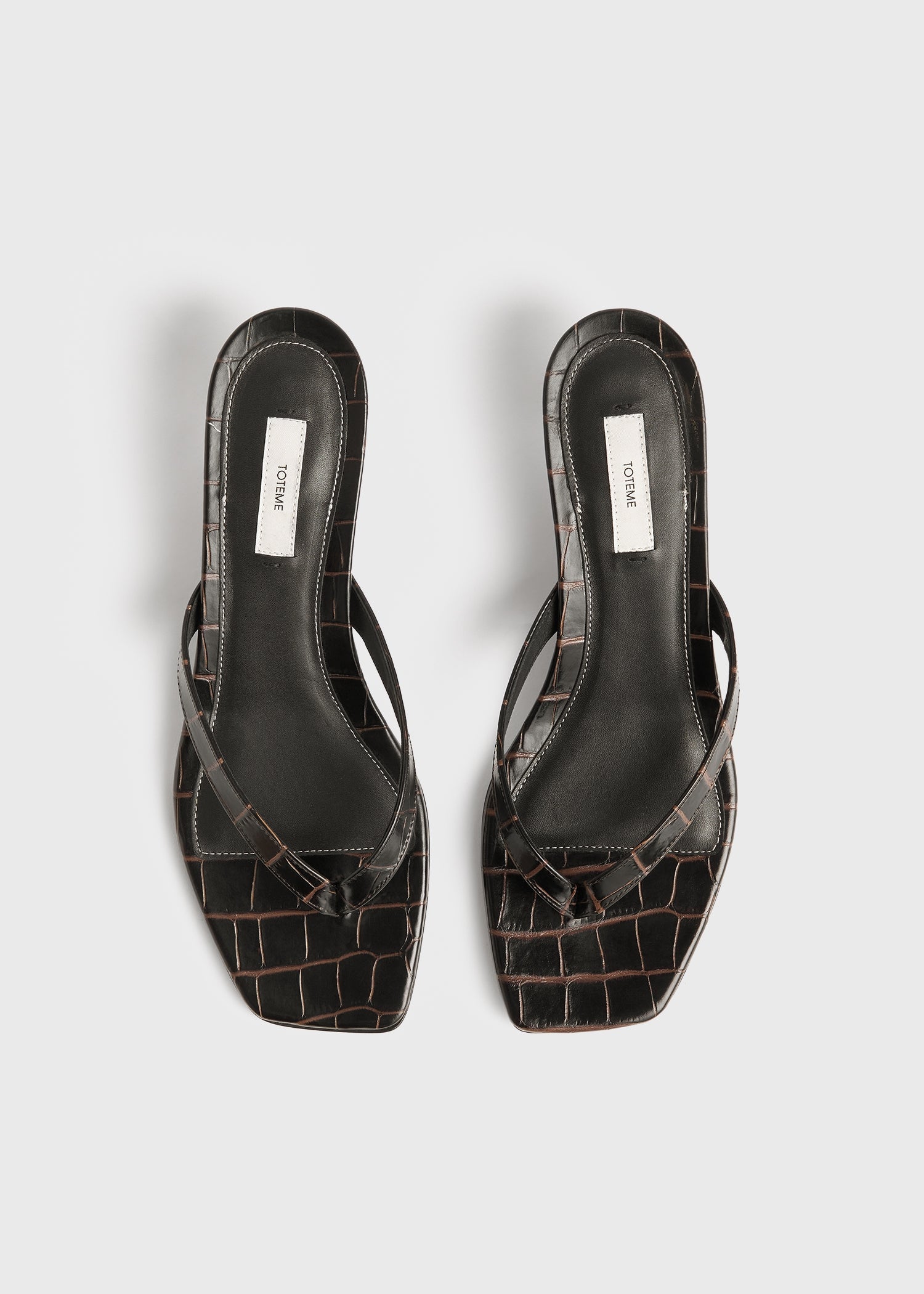 Croco-embossed heeled flip flops dark brown 5 Croco-embossed heeled flip flops dark brown
