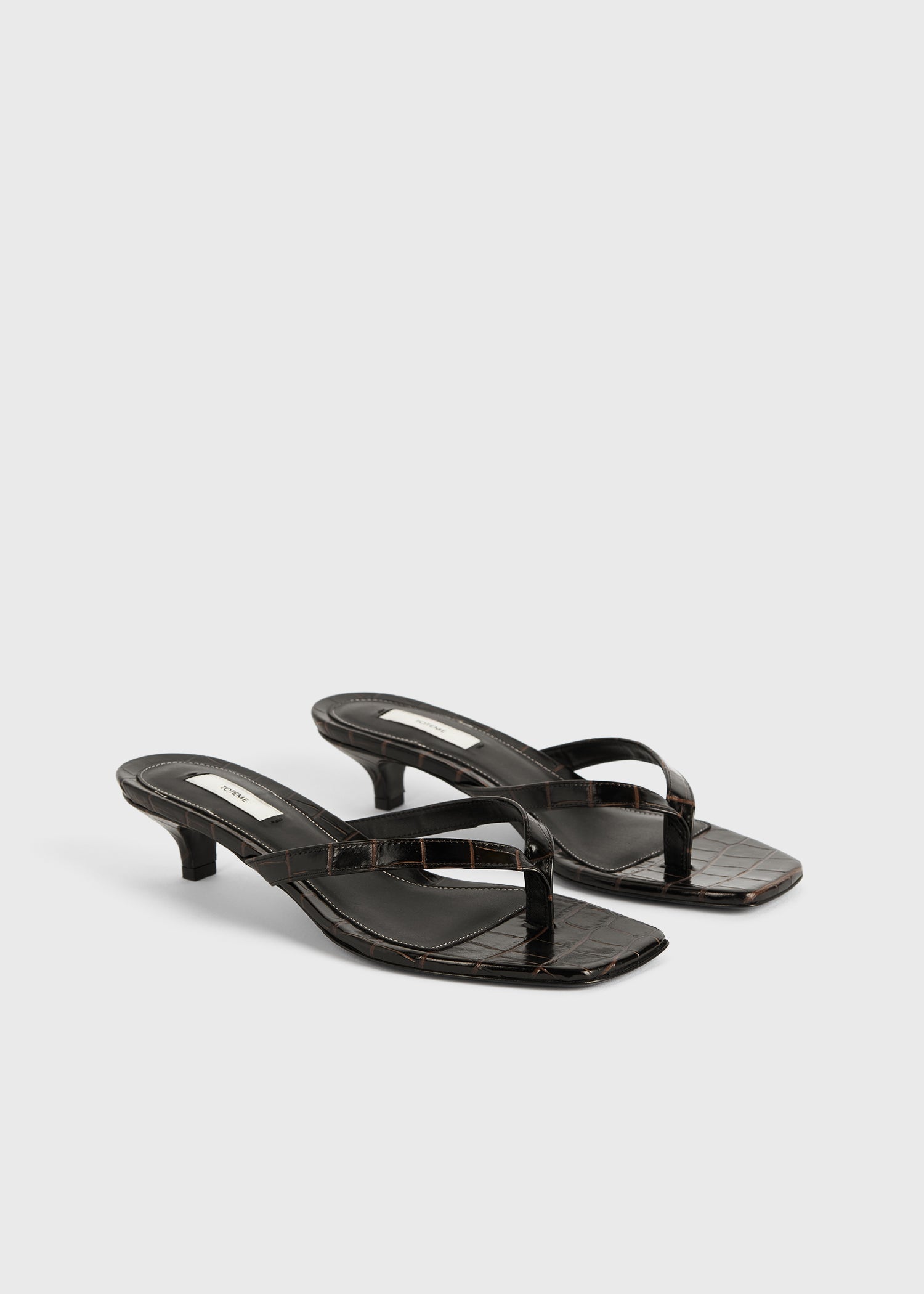 Croco-embossed heeled flip flops dark brown 8 Croco-embossed heeled flip flops dark brown