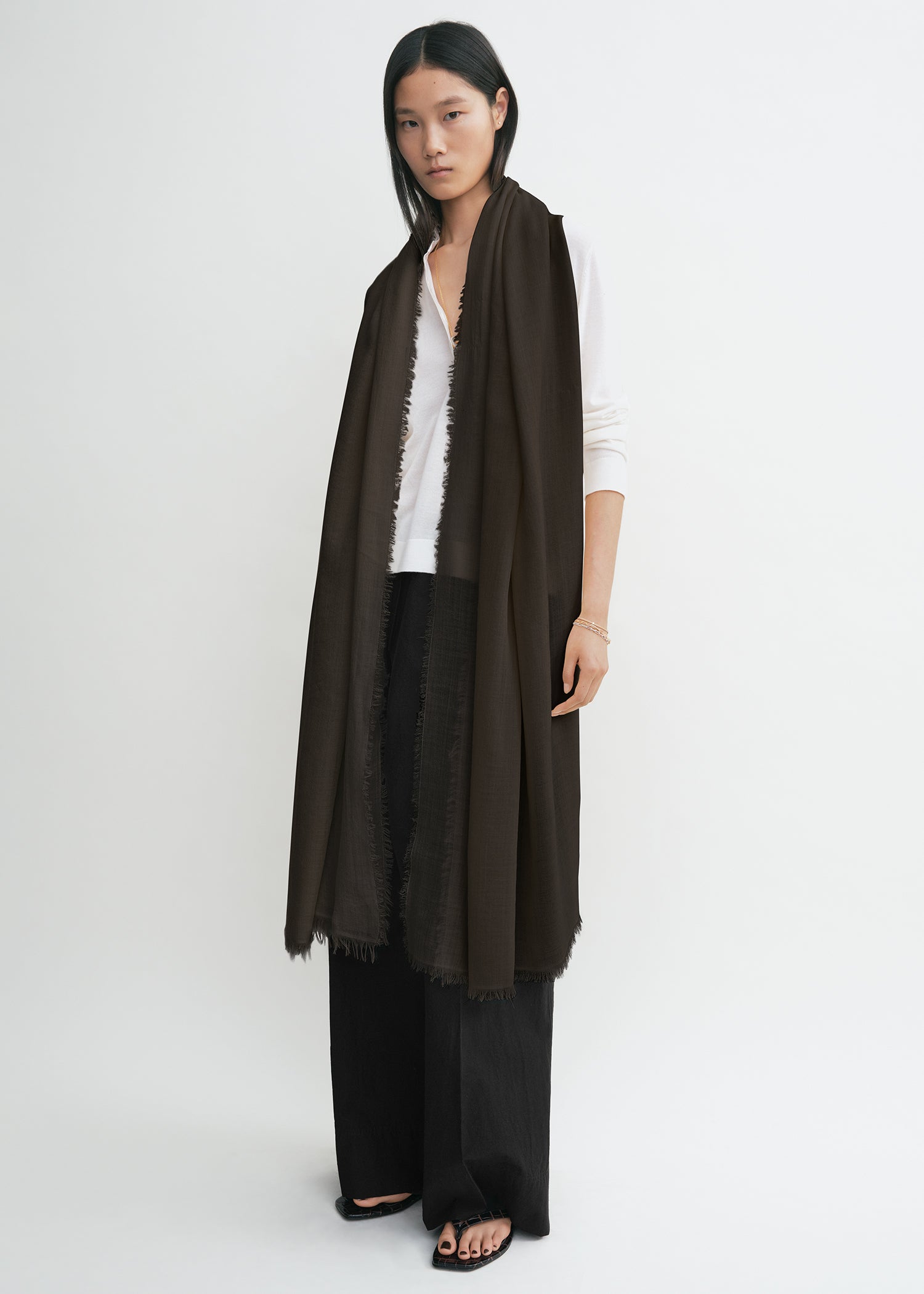Light wool blanket scarf chocolate 3 Light wool blanket scarf chocolate