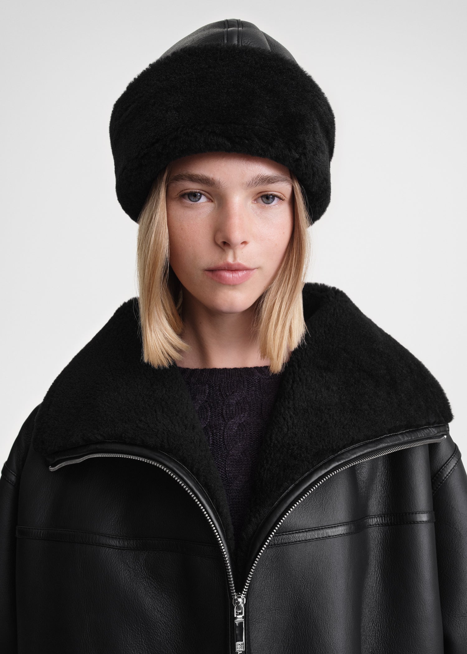 Shearling winter hat black 3 Shearling winter hat black