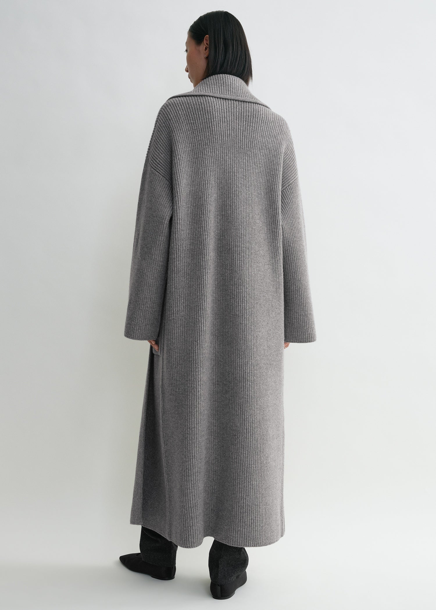 Rib-knit cardi coat grey melange 4 Rib-knit cardi coat grey melange