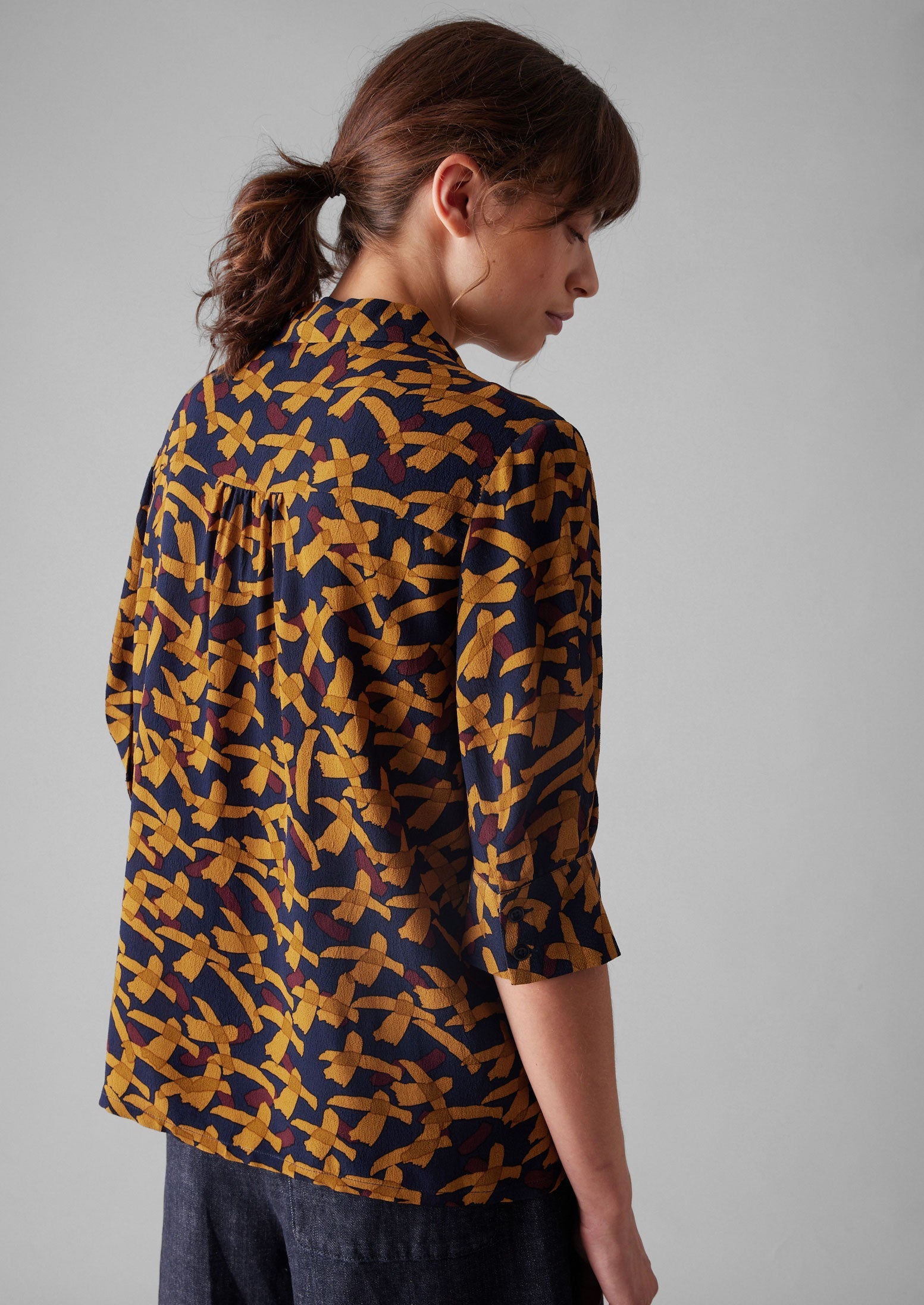 Gia Washi Print Shirt | Deep Blue/Marigold 5 Gia Washi Print Shirt | Deep Blue/Marigold