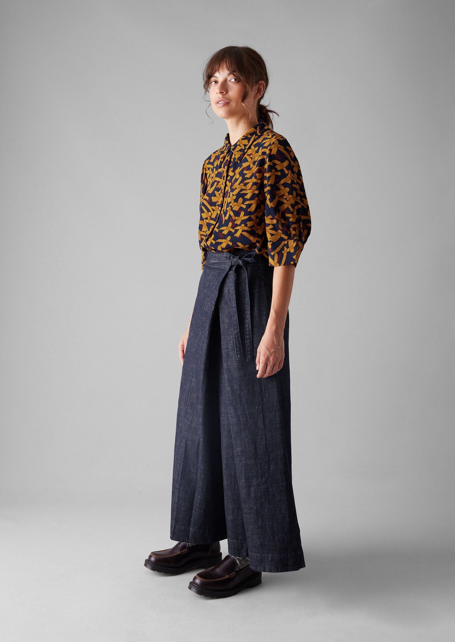 Gia Washi Print Shirt | Deep Blue/Marigold 6 Gia Washi Print Shirt | Deep Blue/Marigold