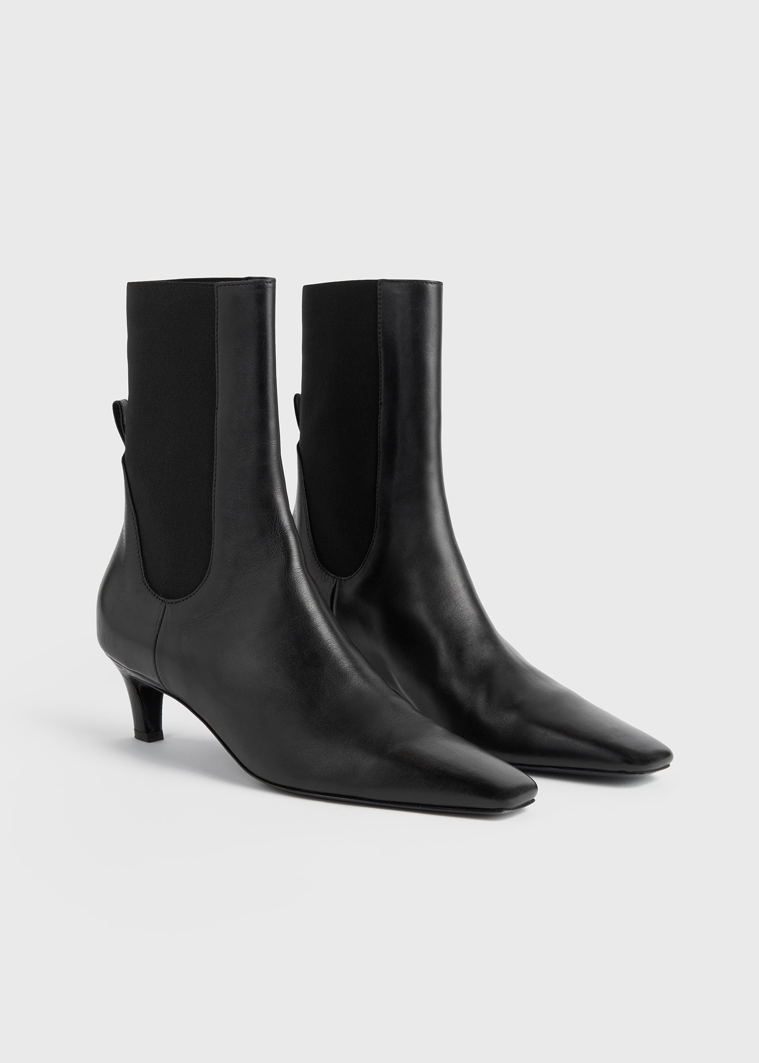 Leather mid-heel boots black 7 Leather mid-heel boots black