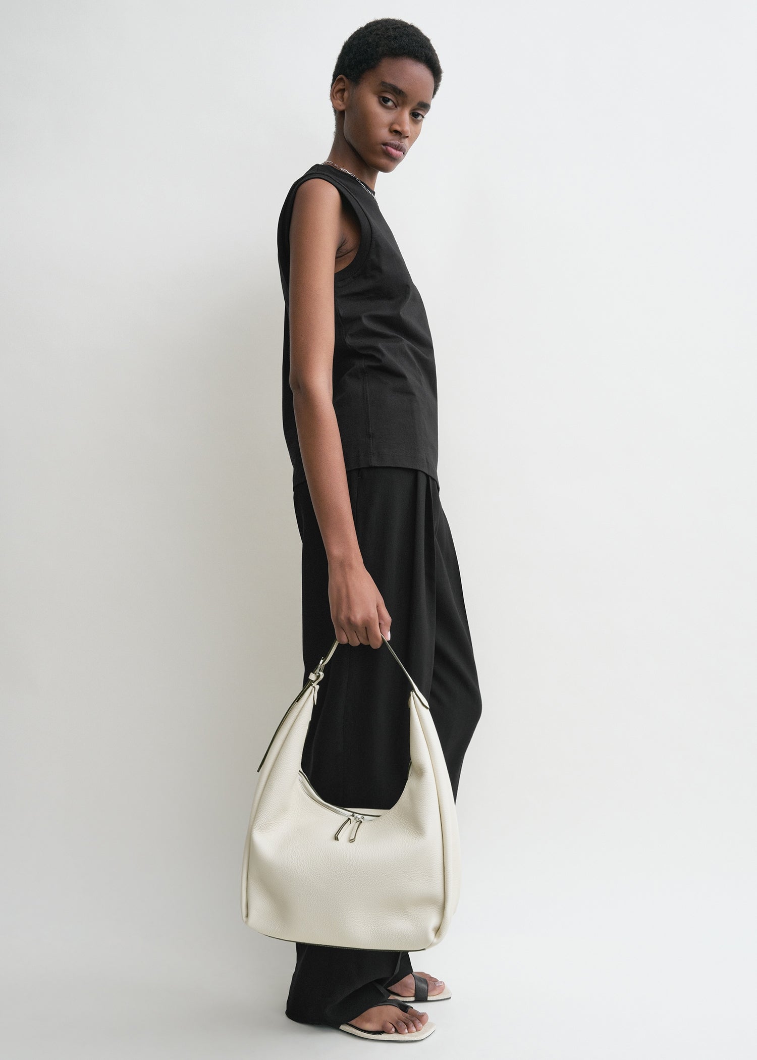 Grained-leather hobo bag milk 3 Grained-leather hobo bag milk