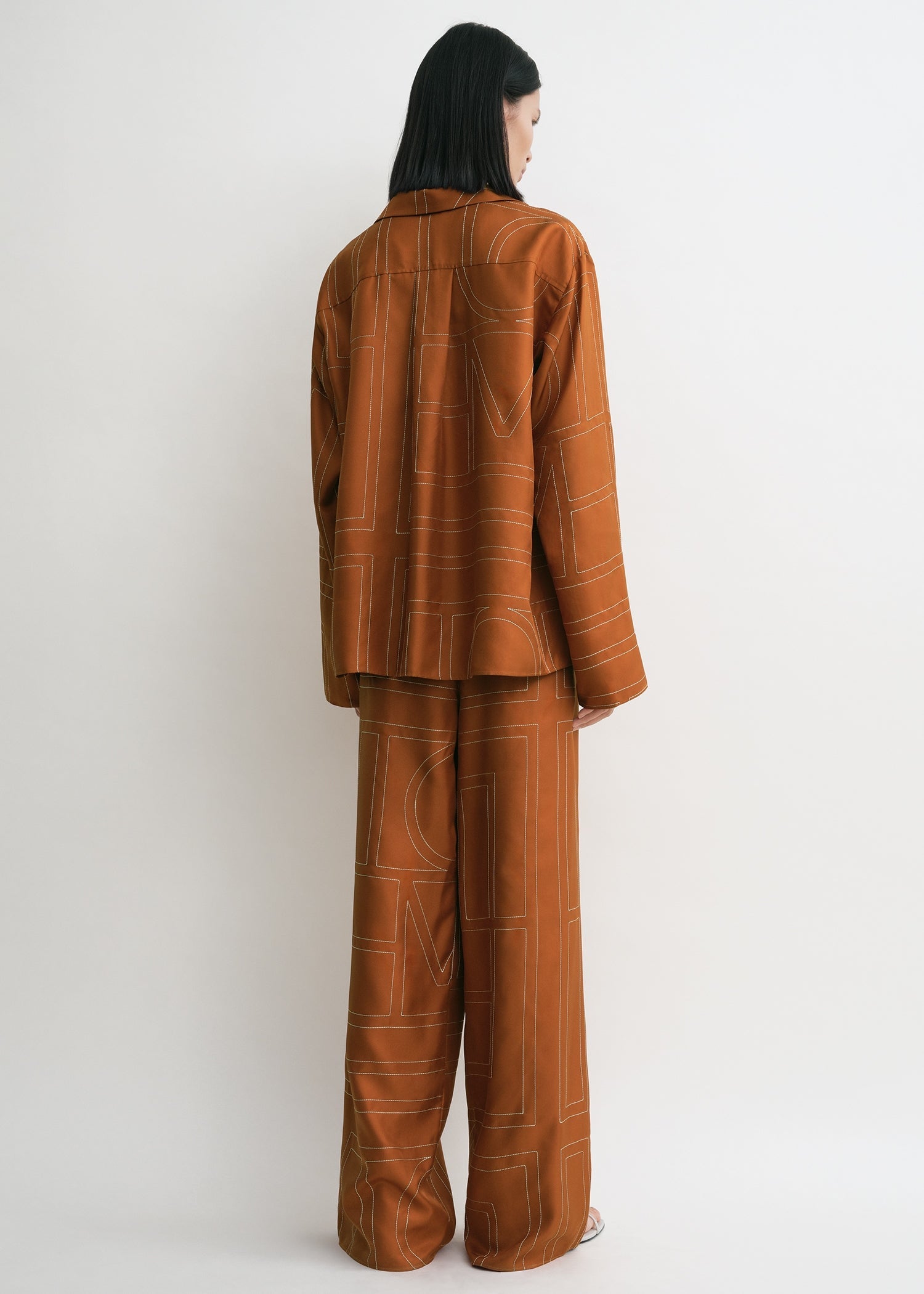 Monogram silk pj top terracotta 4 Monogram silk pj top terracotta