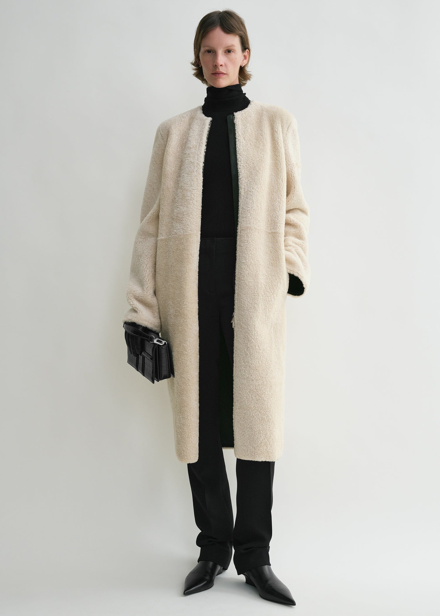 Zipped teddy shearling coat cream 3 Zipped teddy shearling coat cream