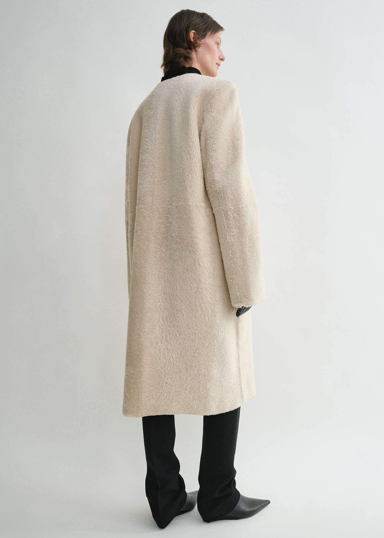 Zipped teddy shearling coat cream 4 Zipped teddy shearling coat cream