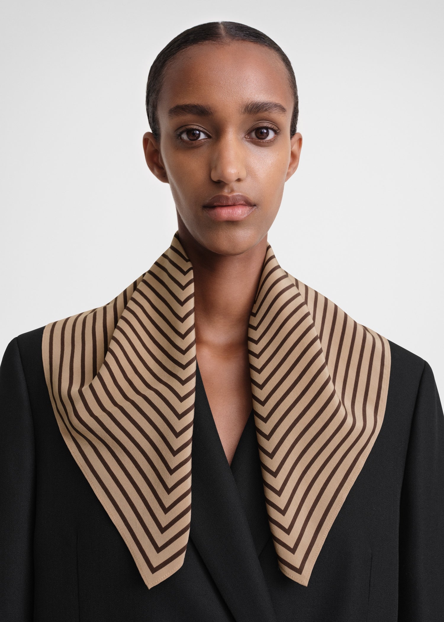 Signature monogram silk scarf dark brown