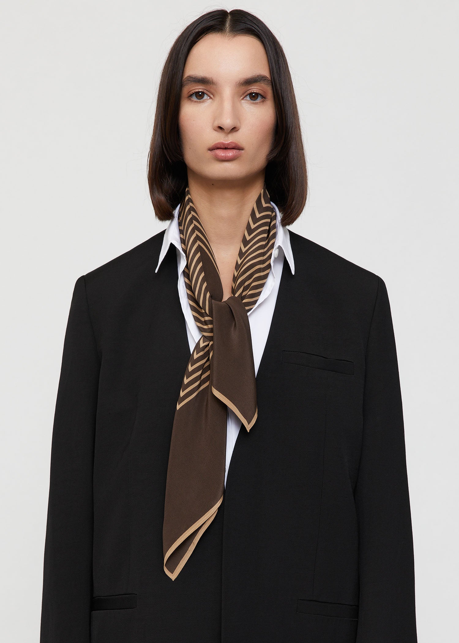 Centered monogram silk scarf dark brown 4 Centered monogram silk scarf dark brown