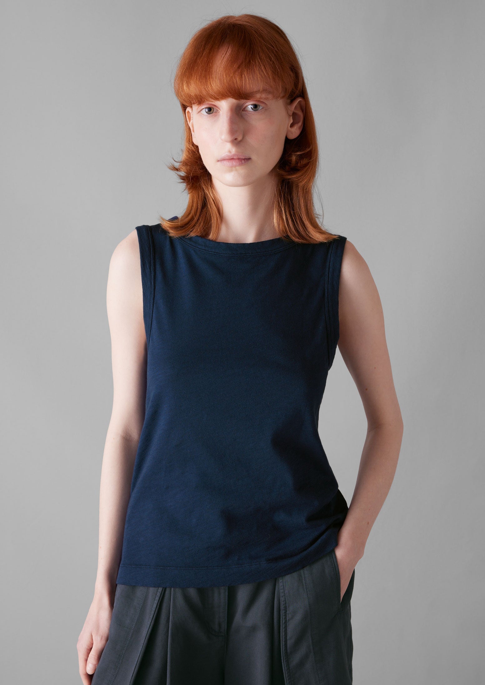 Garment Dyed Organic Cotton Tank Top | Duffle Blue 3 Garment Dyed Organic Cotton Tank Top | Duffle Blue