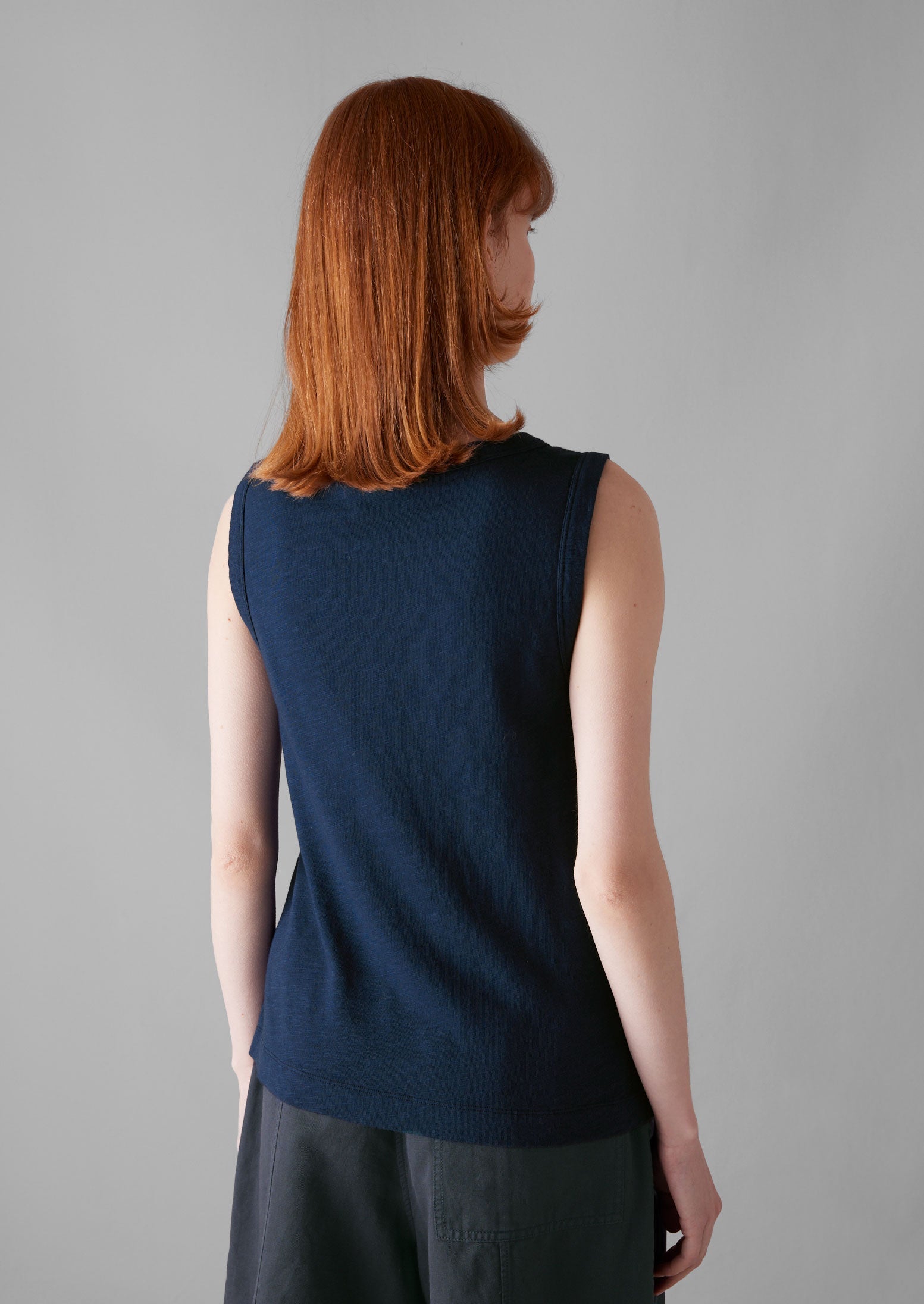 Garment Dyed Organic Cotton Tank Top | Duffle Blue 4 Garment Dyed Organic Cotton Tank Top | Duffle Blue