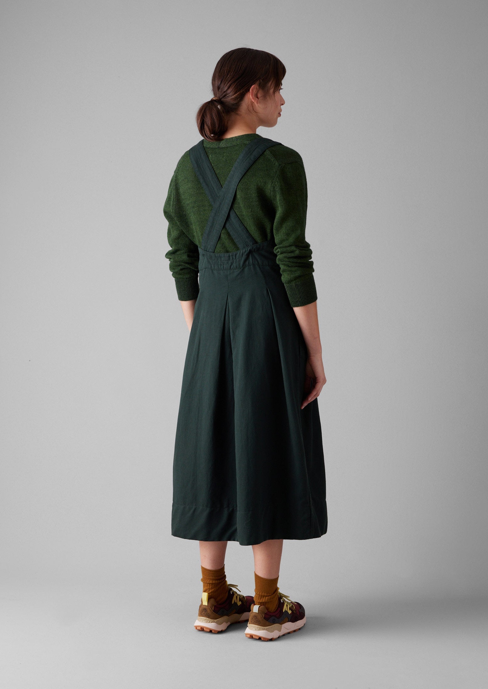 Cotton Linen Twill Pinafore Dress | Pine 4 Cotton Linen Twill Pinafore Dress | Pine