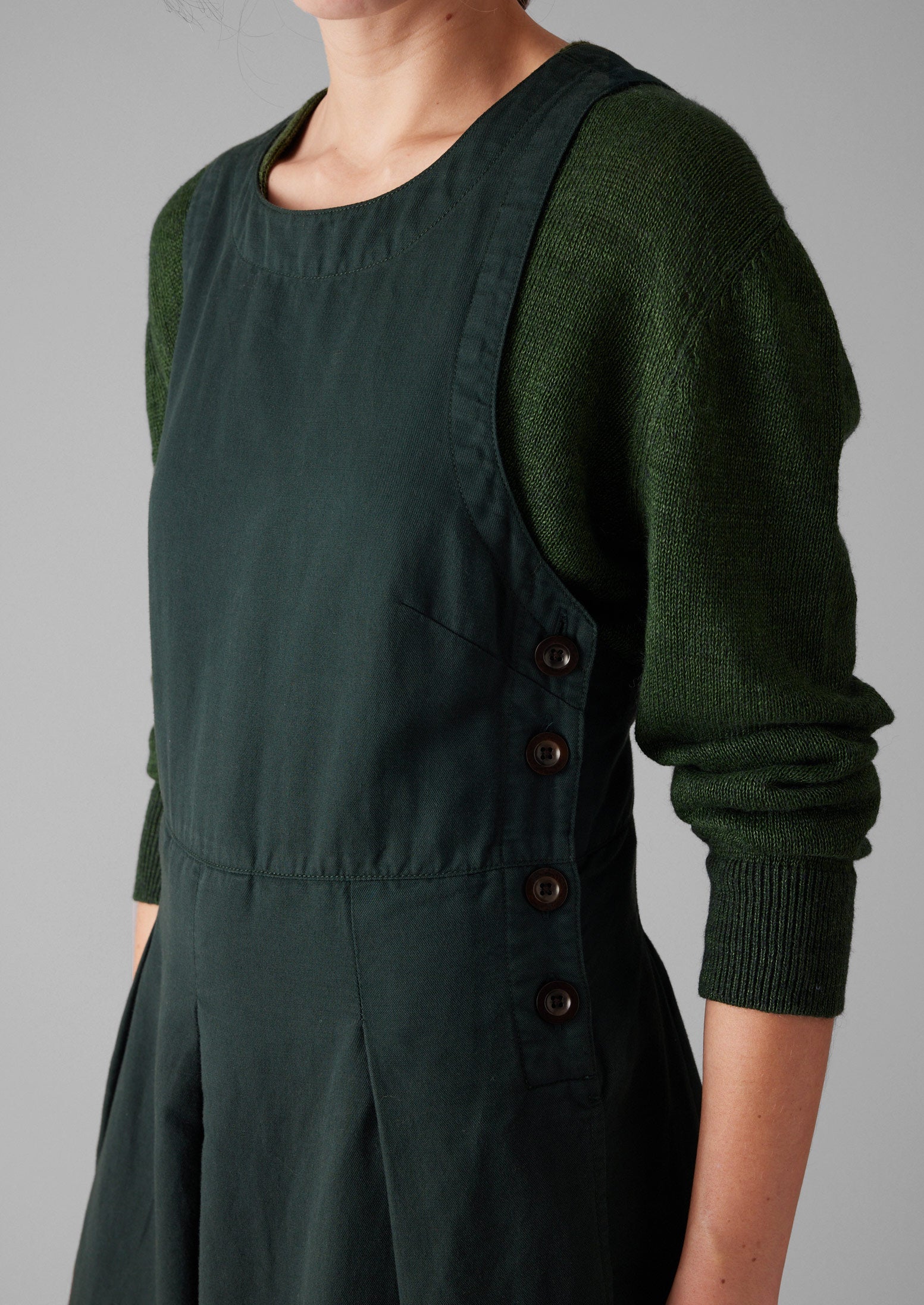 Cotton Linen Twill Pinafore Dress | Pine 5 Cotton Linen Twill Pinafore Dress | Pine