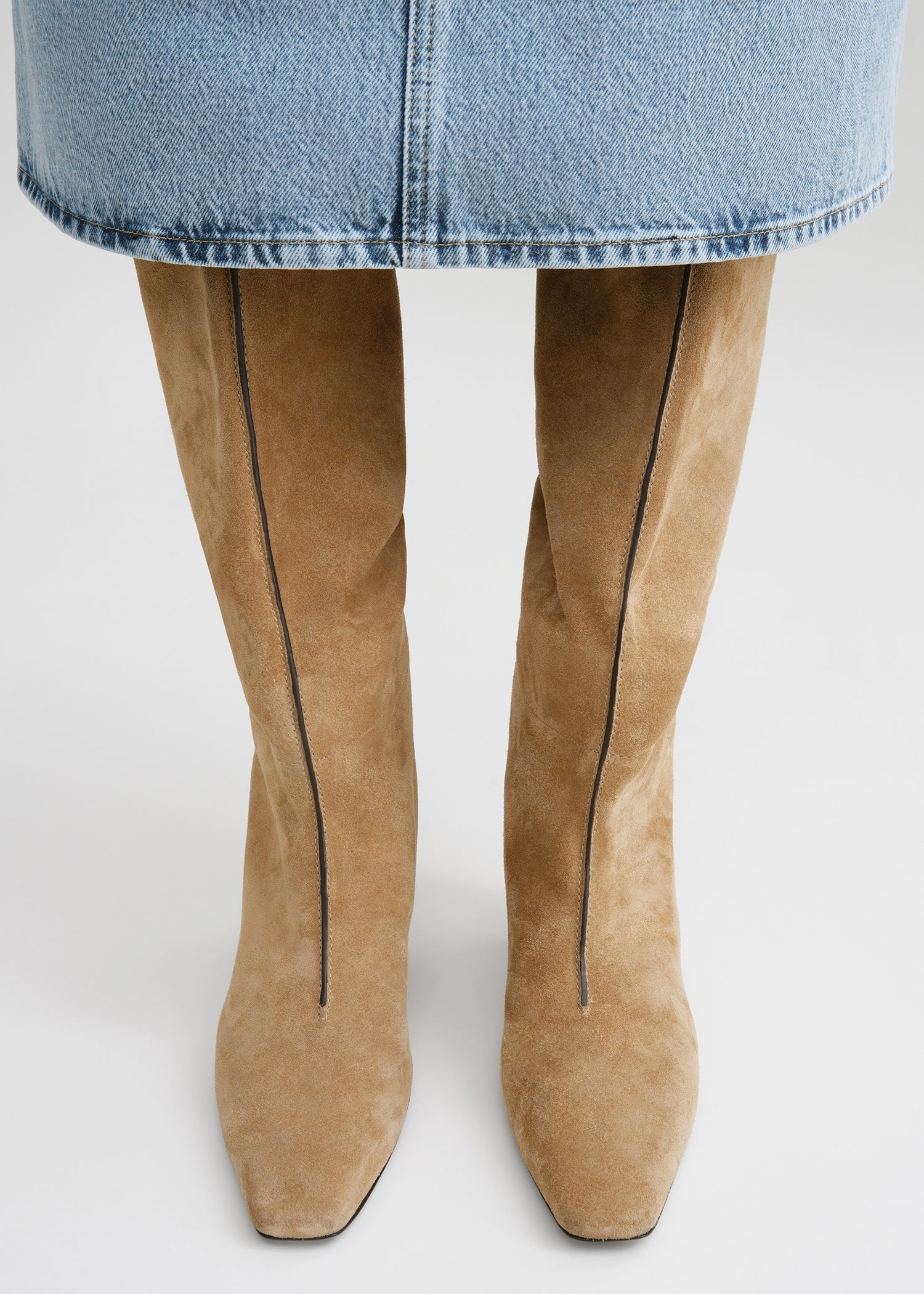 Suede wide shaft boots caramel 3 Suede wide shaft boots caramel