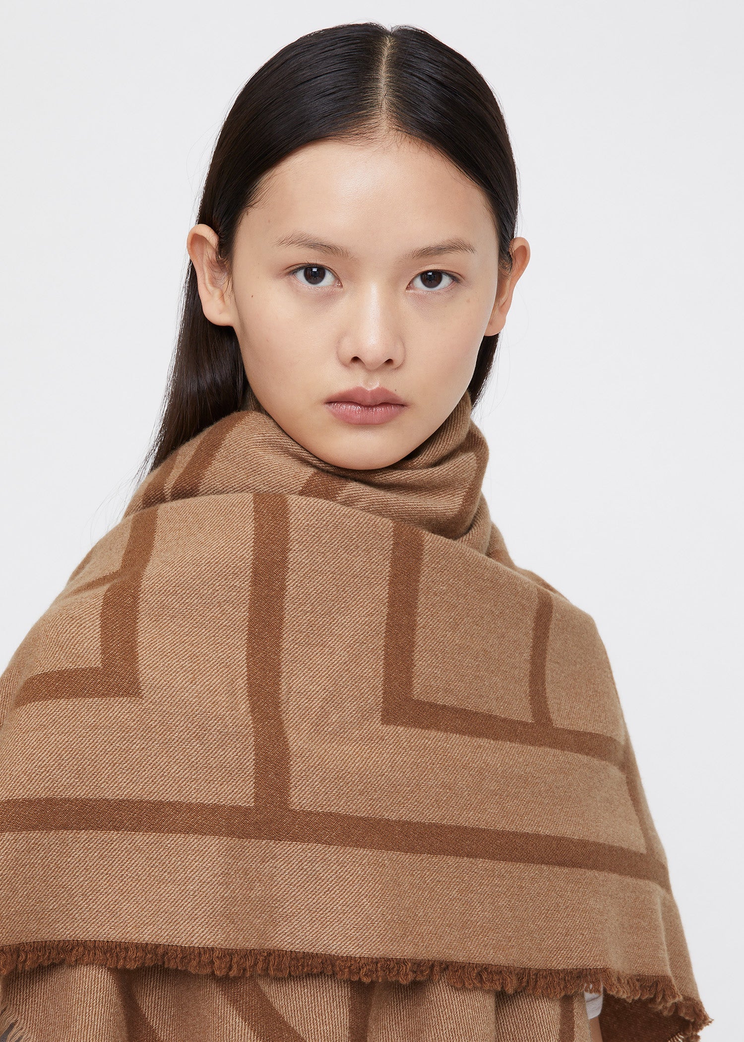 Monogram wool cashmere scarf camel 5 Monogram wool cashmere scarf camel