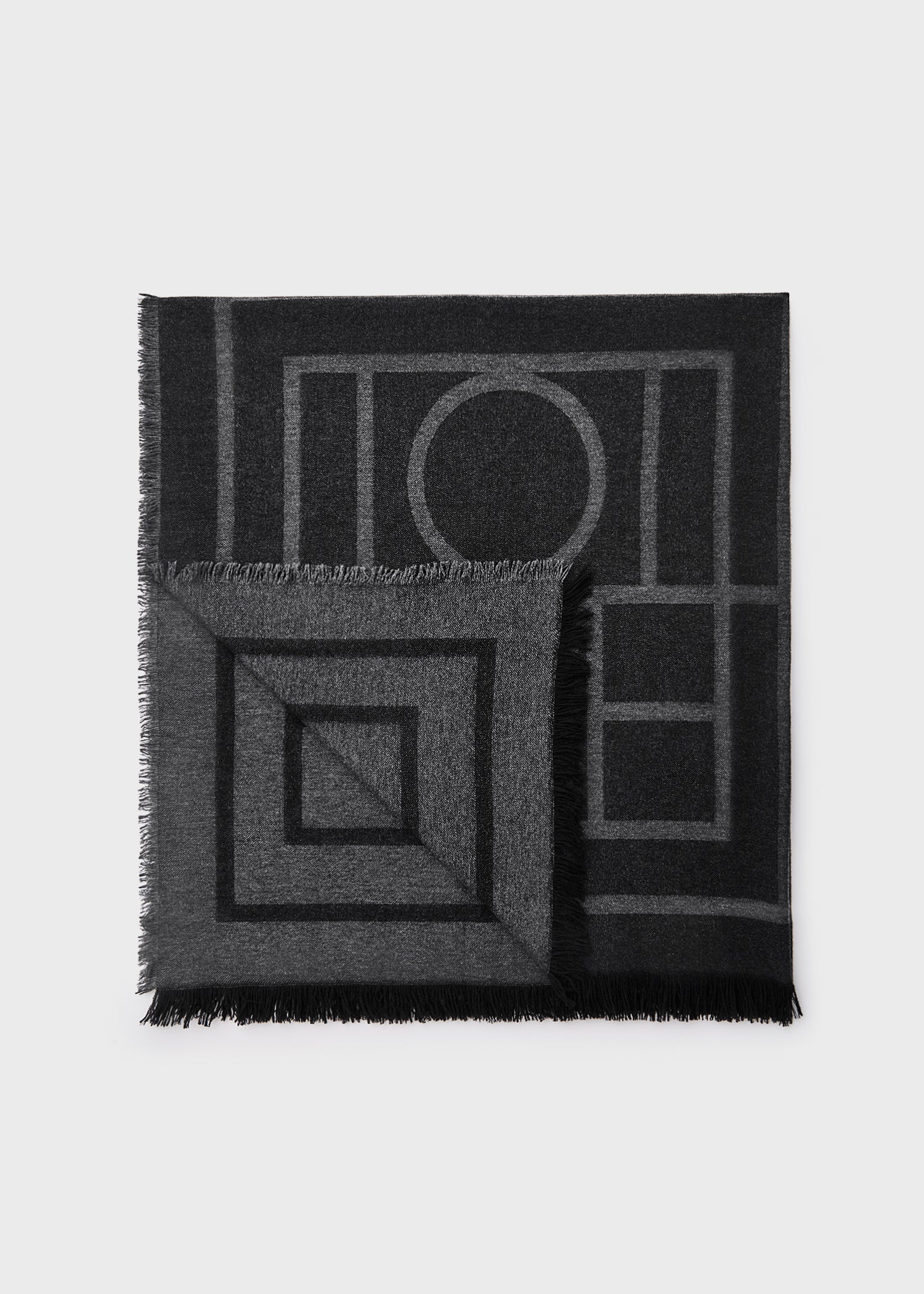 Monogram wool cashmere scarf dark grey monogram 5 Monogram wool cashmere scarf dark grey monogram