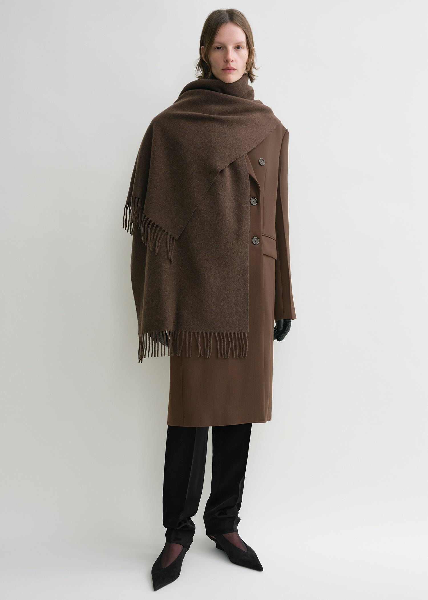 Classic wool scarf washed brown 3 Classic wool scarf washed brown