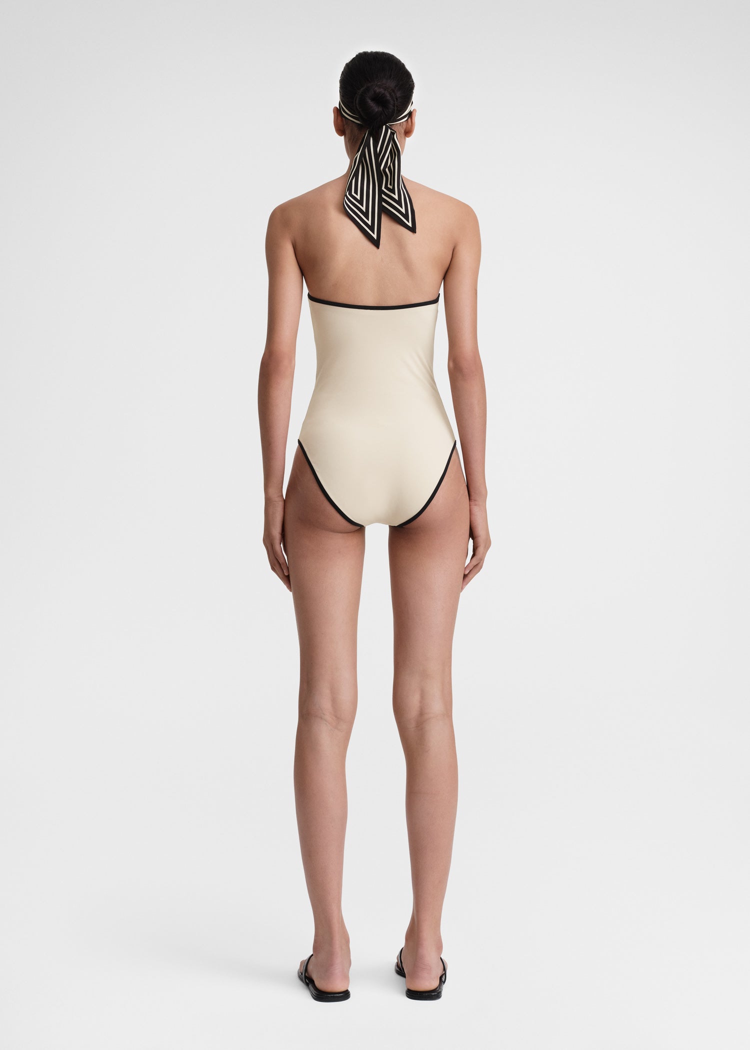 Stripe edge strapless swimsuit light hay 4 Stripe edge strapless swimsuit light hay