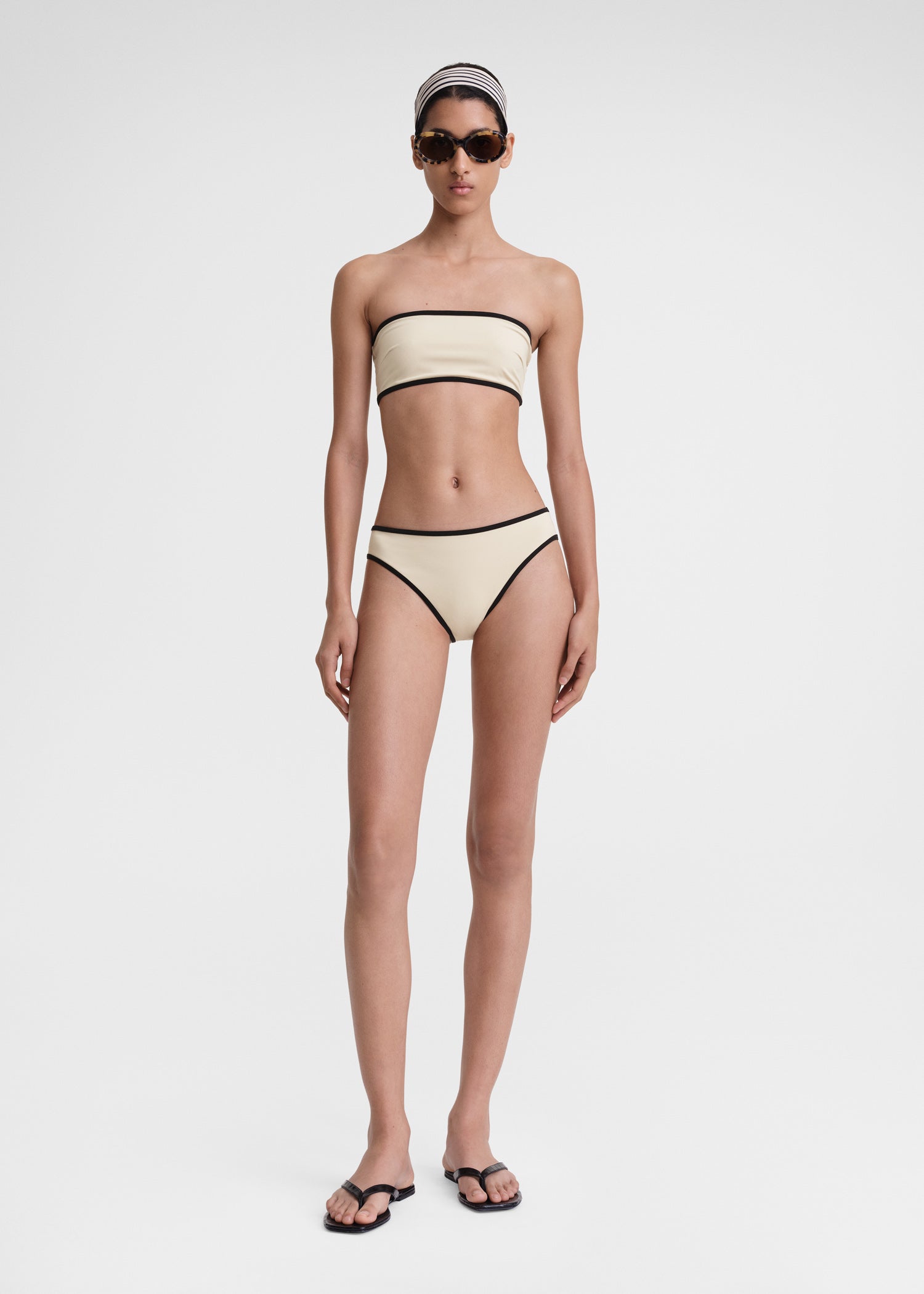 Stripe edge bikini bottoms light hay