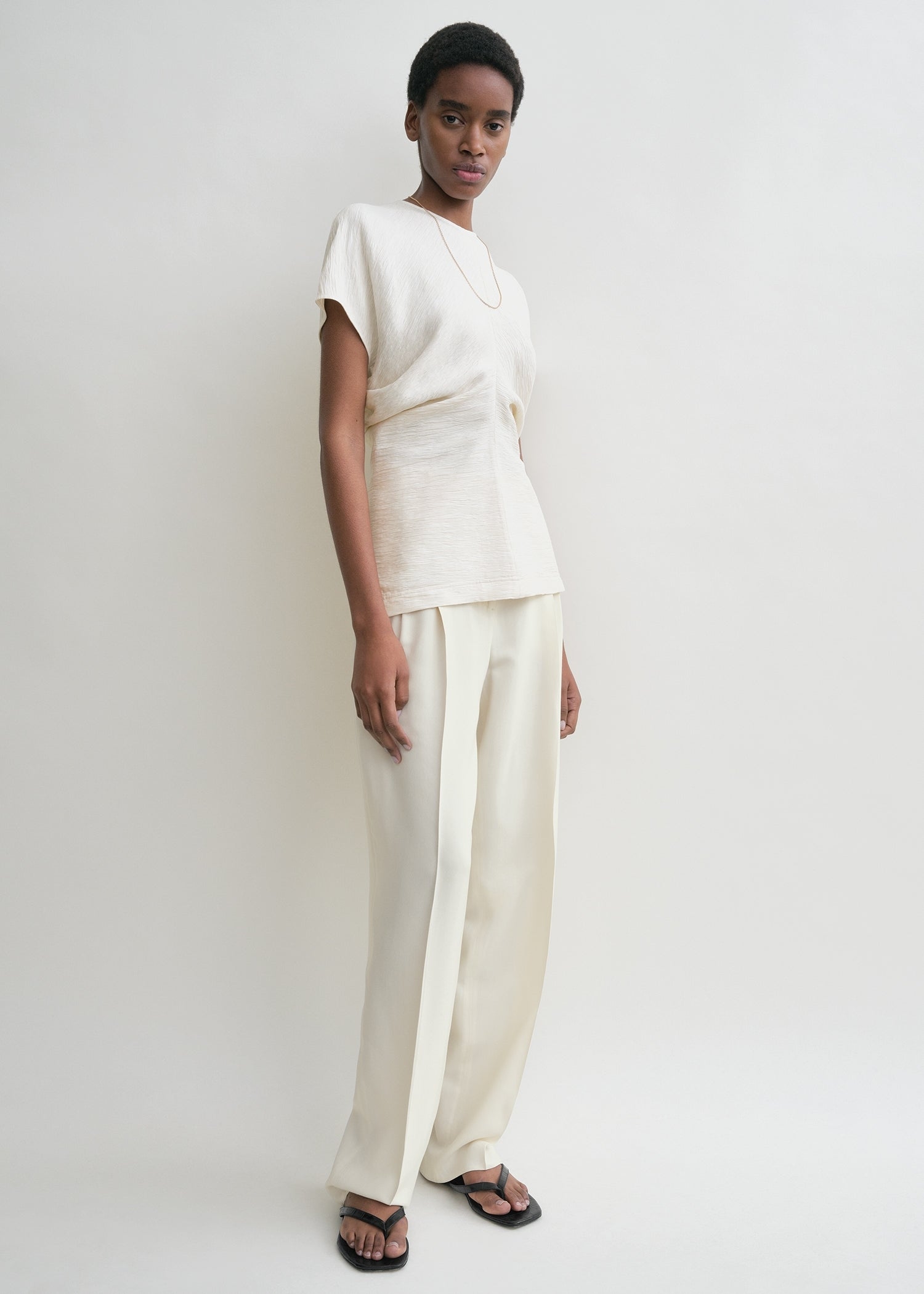 Slouch waist crinkled top cream 3 Slouch waist crinkled top cream