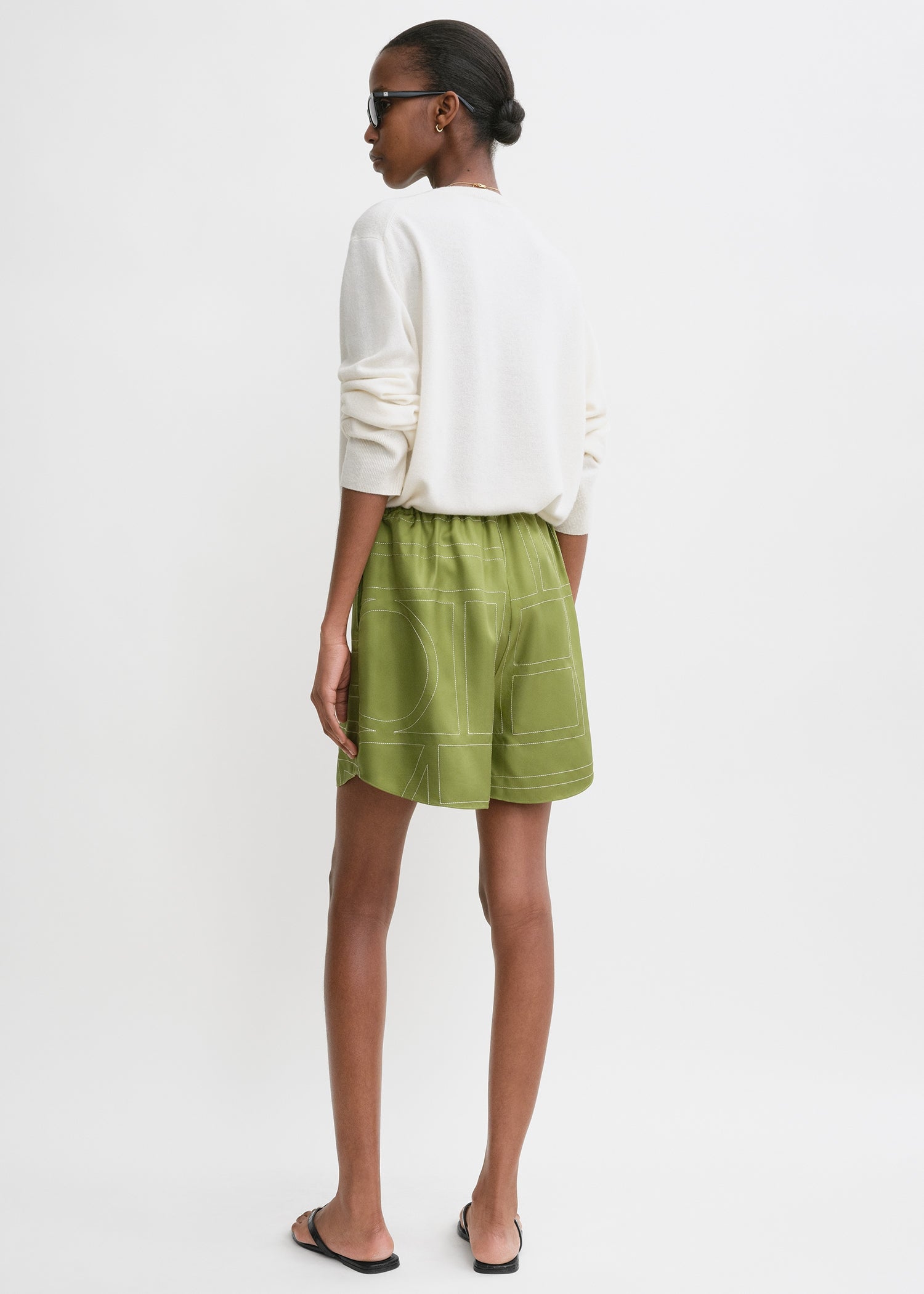 Monogram silk pj shorts laurel 3 Monogram silk pj shorts laurel