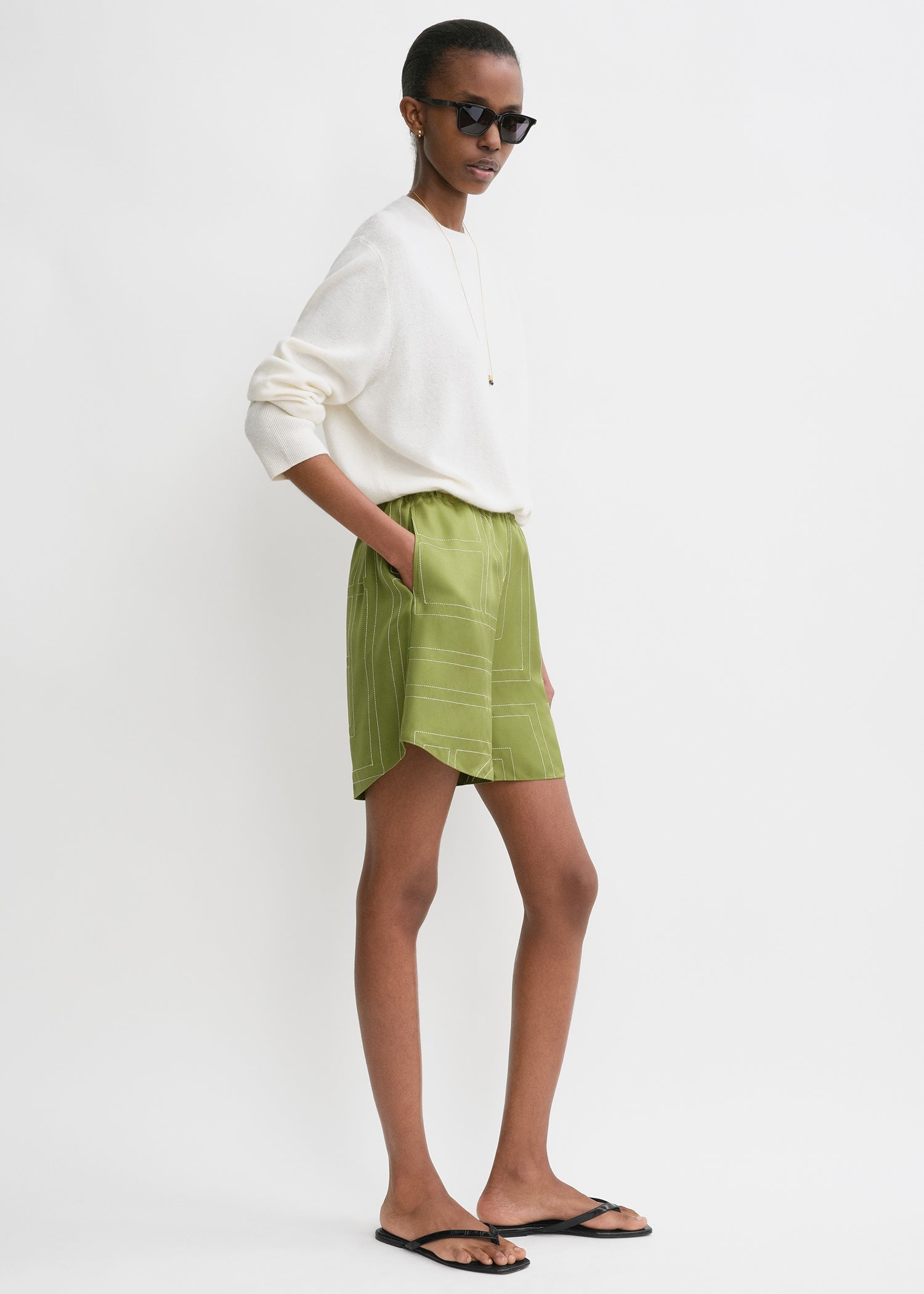 Monogram silk pj shorts laurel 4 Monogram silk pj shorts laurel