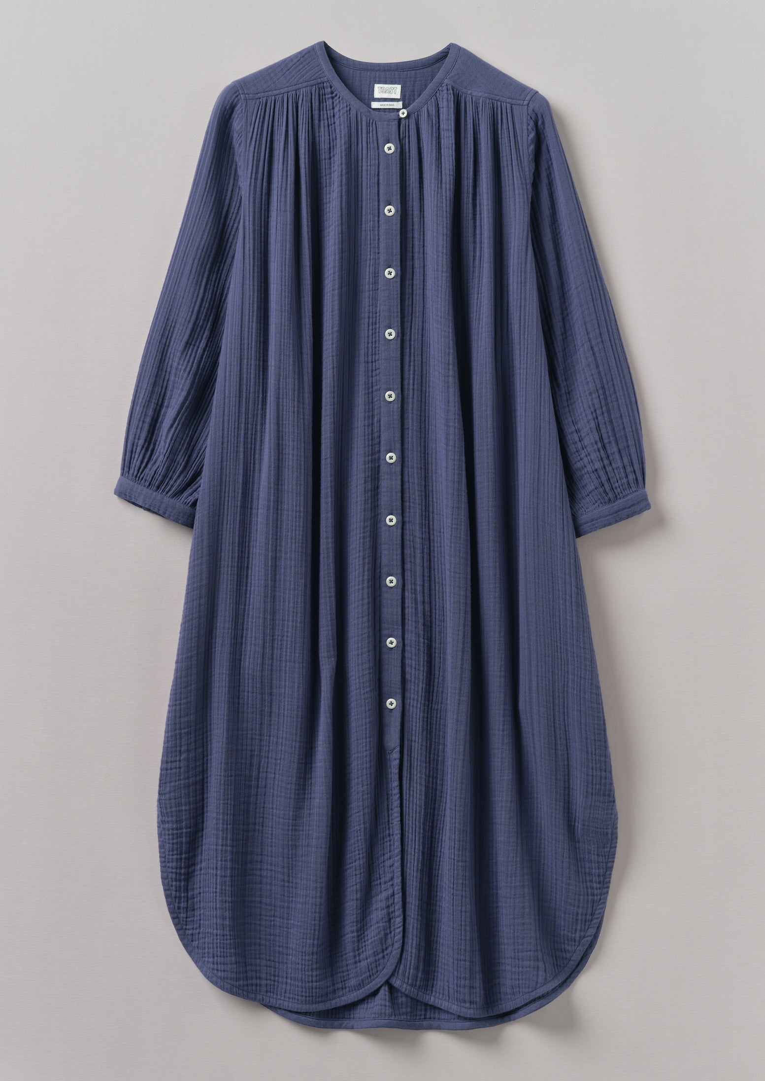 Crinkle Cotton Kaftan Nightdress | Shadow Blue