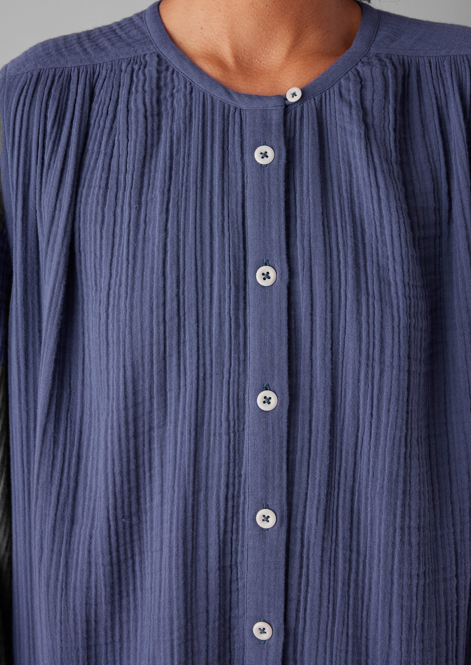 Crinkle Cotton Kaftan Nightdress | Shadow Blue 8 Crinkle Cotton Kaftan Nightdress | Shadow Blue
