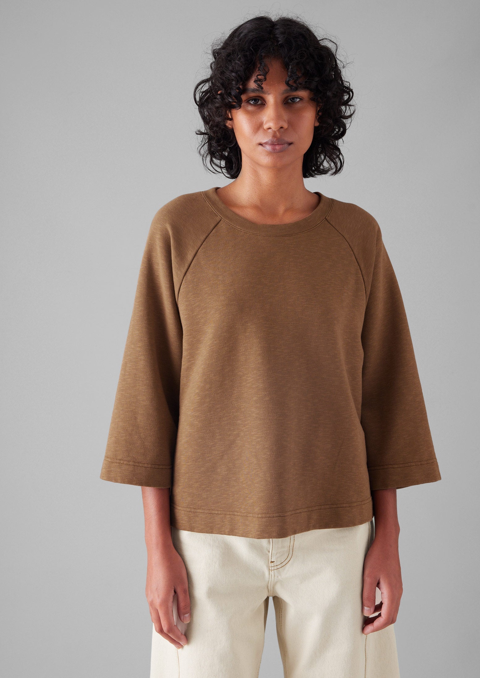 Loopback Cotton Jersey Sweater | Brown Anise 3 Loopback Cotton Jersey Sweater | Brown Anise