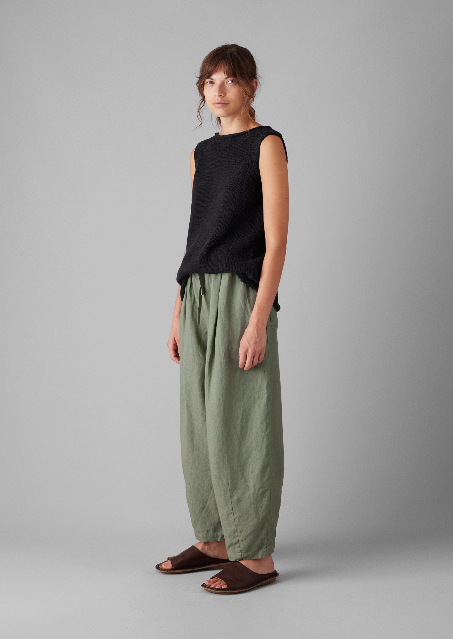 Minako Garment Dyed Linen Trousers | Light Sage 3 Minako Garment Dyed Linen Trousers | Light Sage