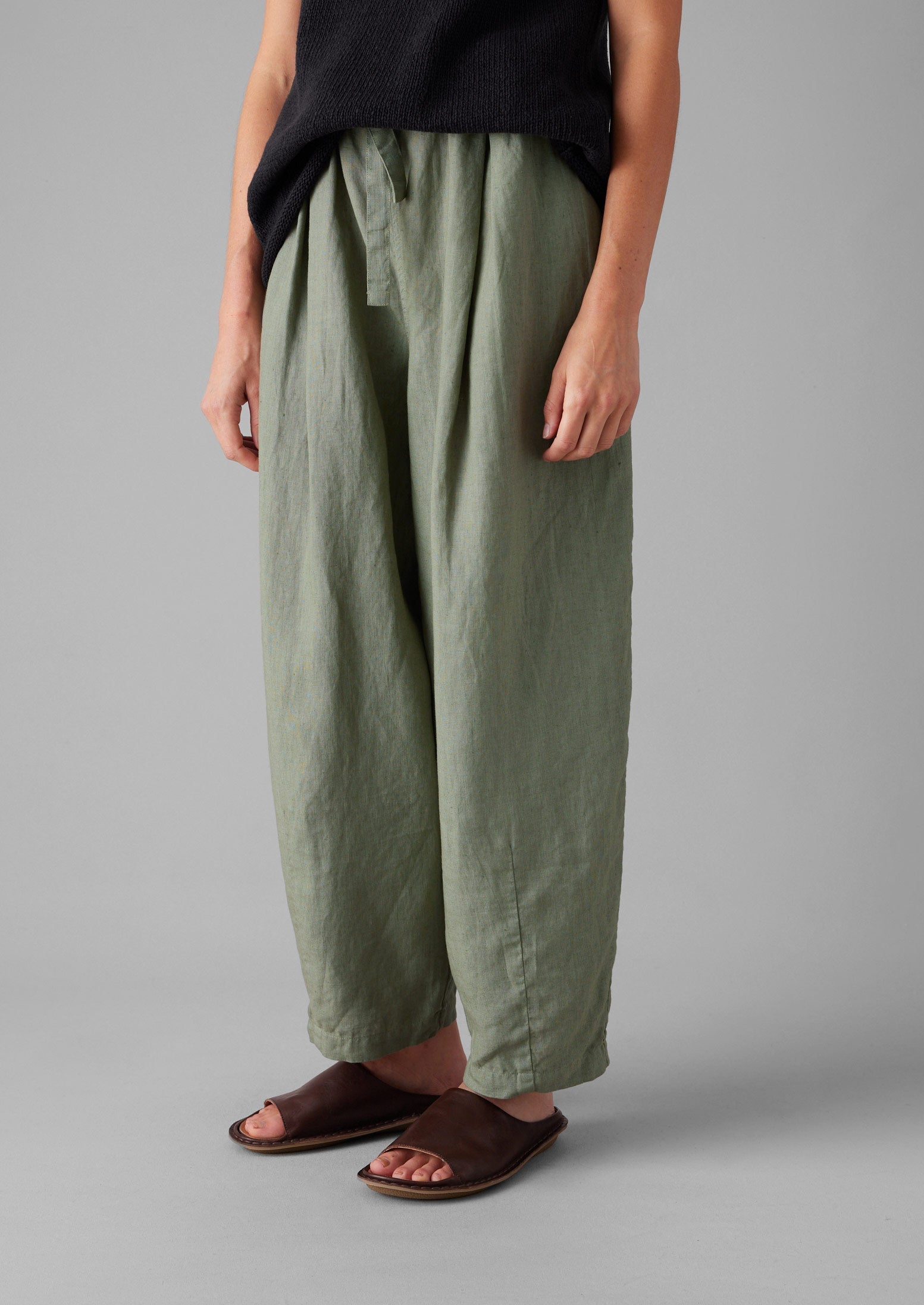 Minako Garment Dyed Linen Trousers | Light Sage 4 Minako Garment Dyed Linen Trousers | Light Sage