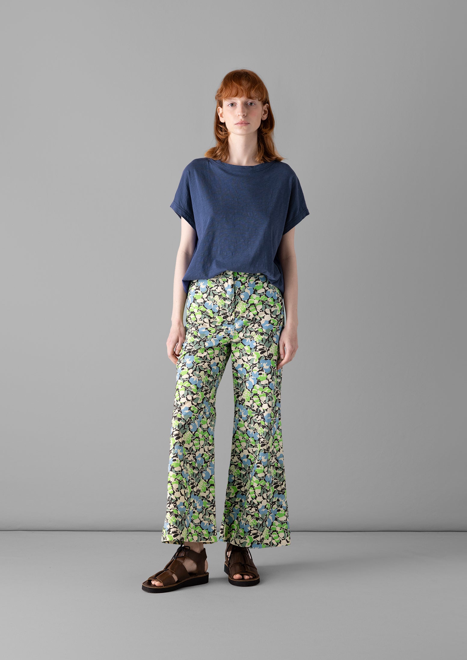 Hedgerow Print Kick Flare Trousers | Acid Green 4 Hedgerow Print Kick Flare Trousers | Acid Green