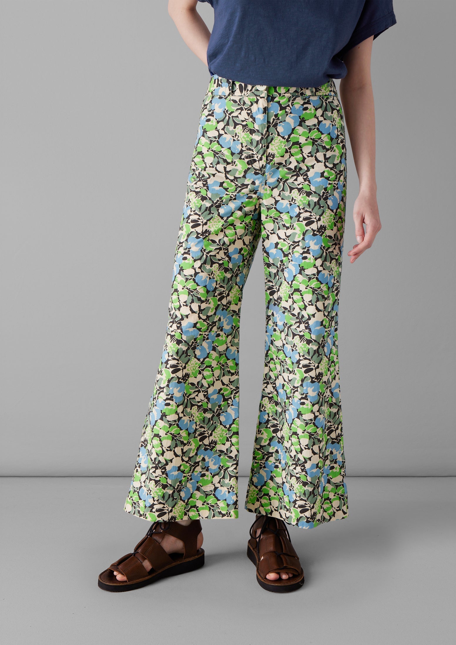Hedgerow Print Kick Flare Trousers | Acid Green 5 Hedgerow Print Kick Flare Trousers | Acid Green