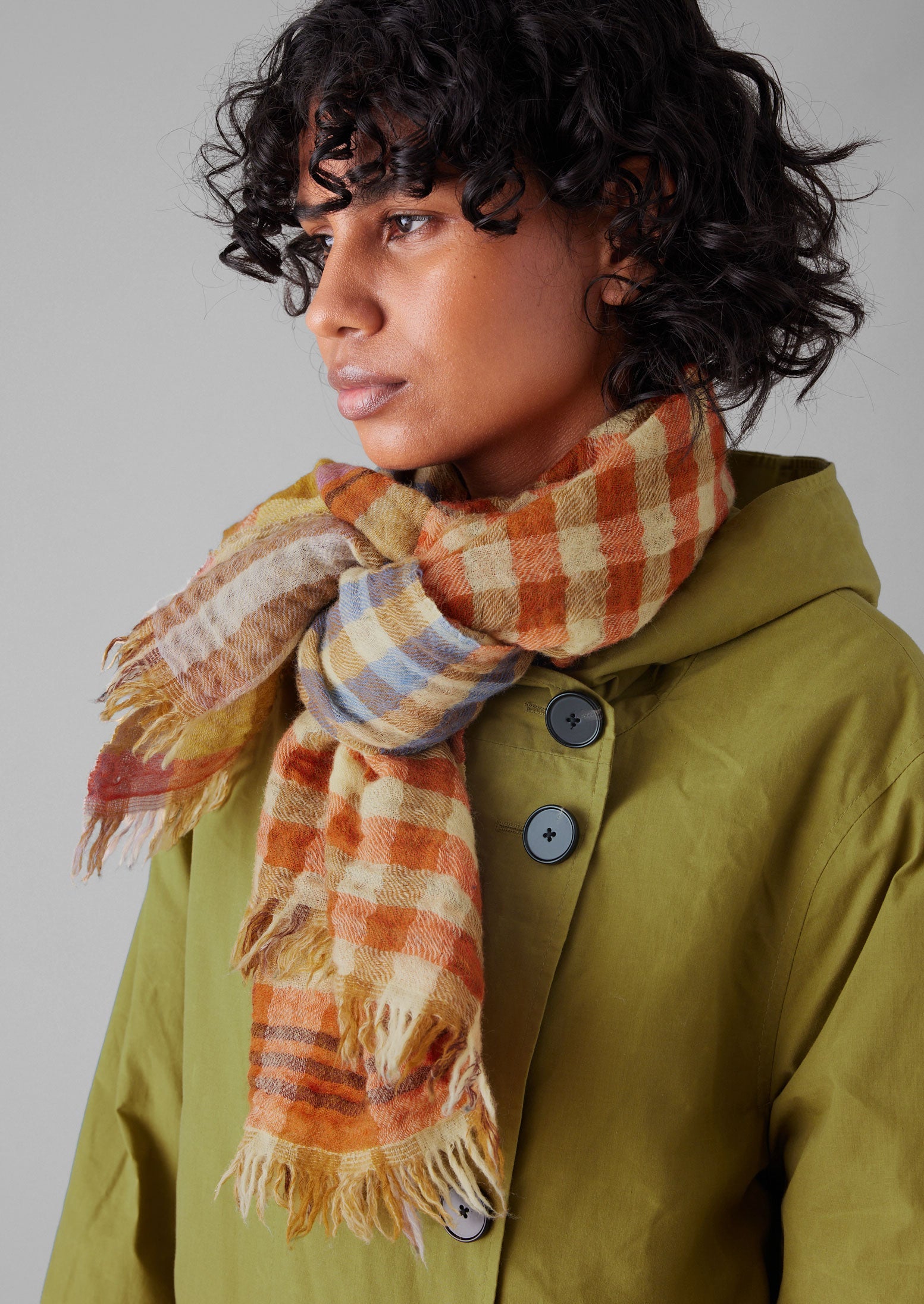 Dual Check Handwoven Knot Scarf | Primrose Yellow/Multi 4 Dual Check Handwoven Knot Scarf | Primrose Yellow/Multi