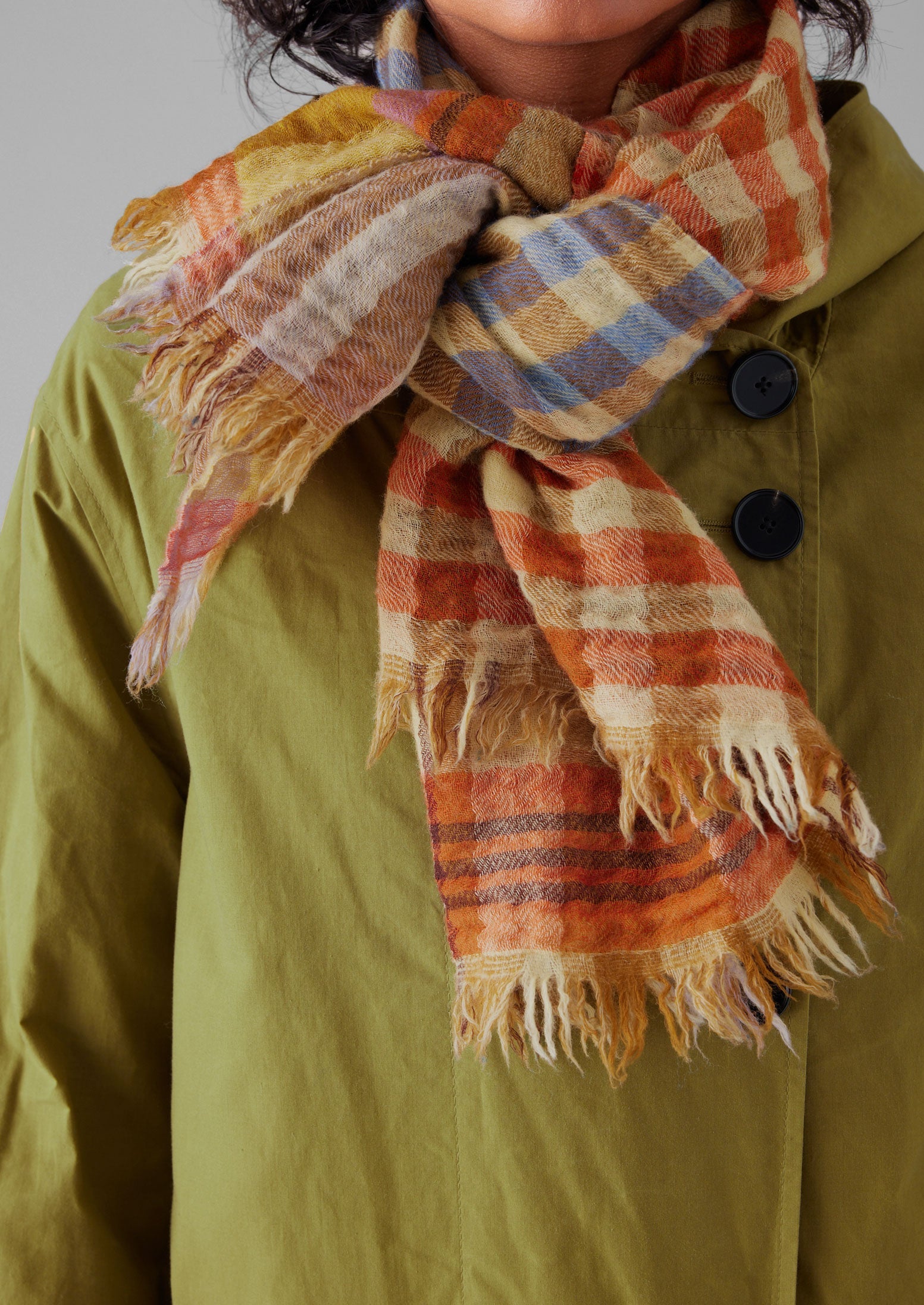 Dual Check Handwoven Knot Scarf | Primrose Yellow/Multi 5 Dual Check Handwoven Knot Scarf | Primrose Yellow/Multi